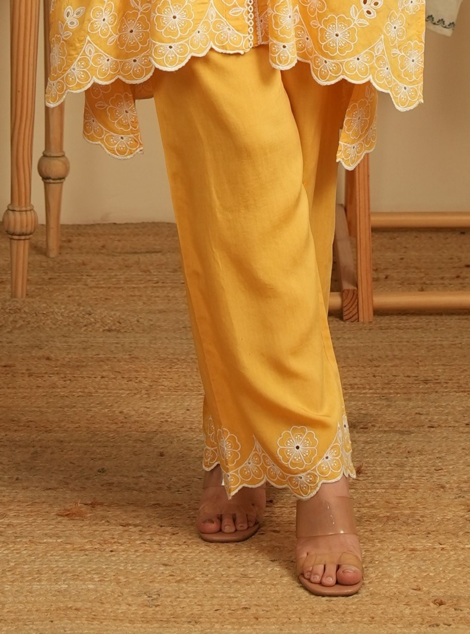 Mulmul Lawn Verena Mustard Shirt With Mulmul Lawn Verena Mustard Pant