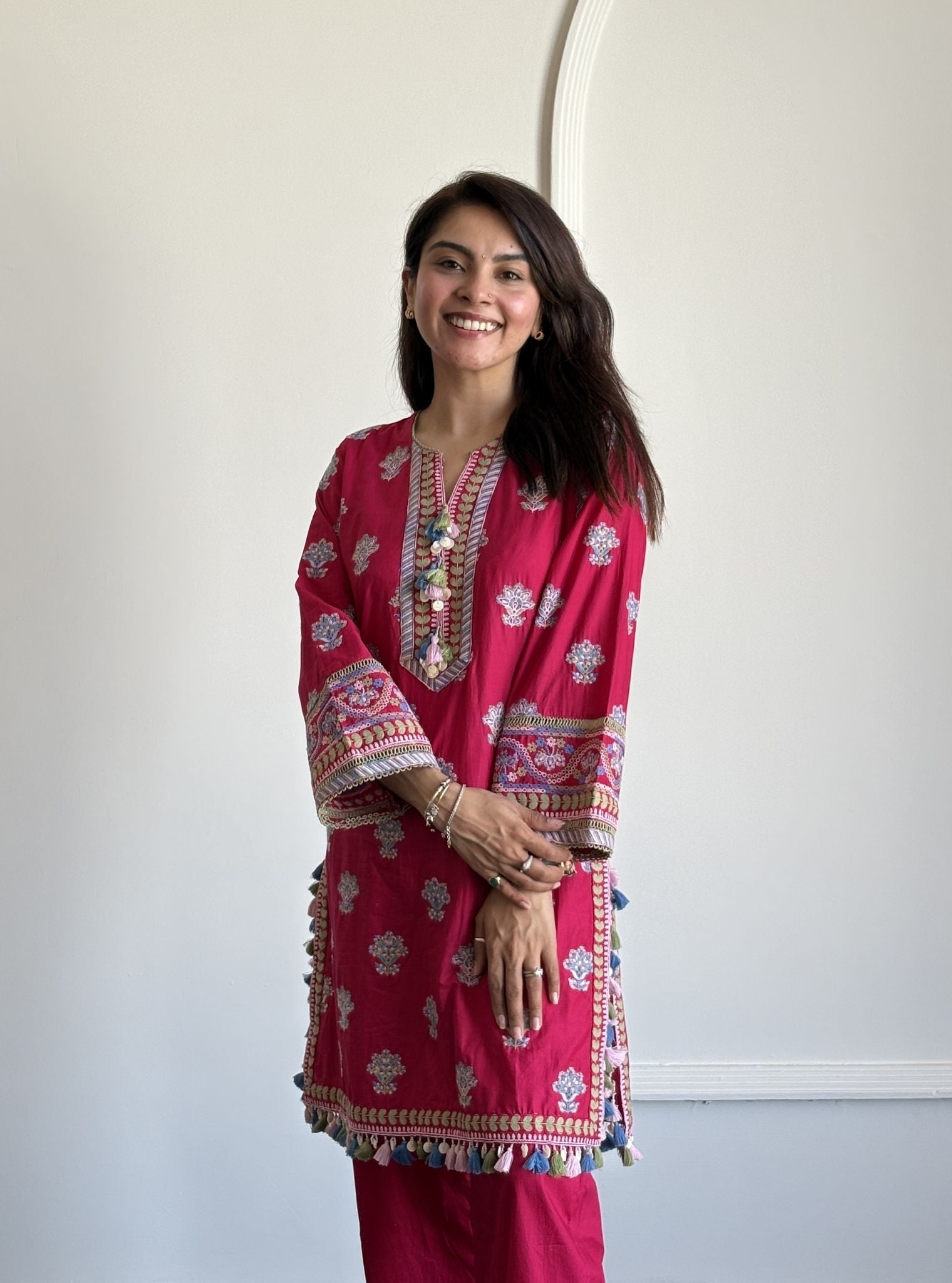 Amoli Supima Cotton Fuschia Kurta Set