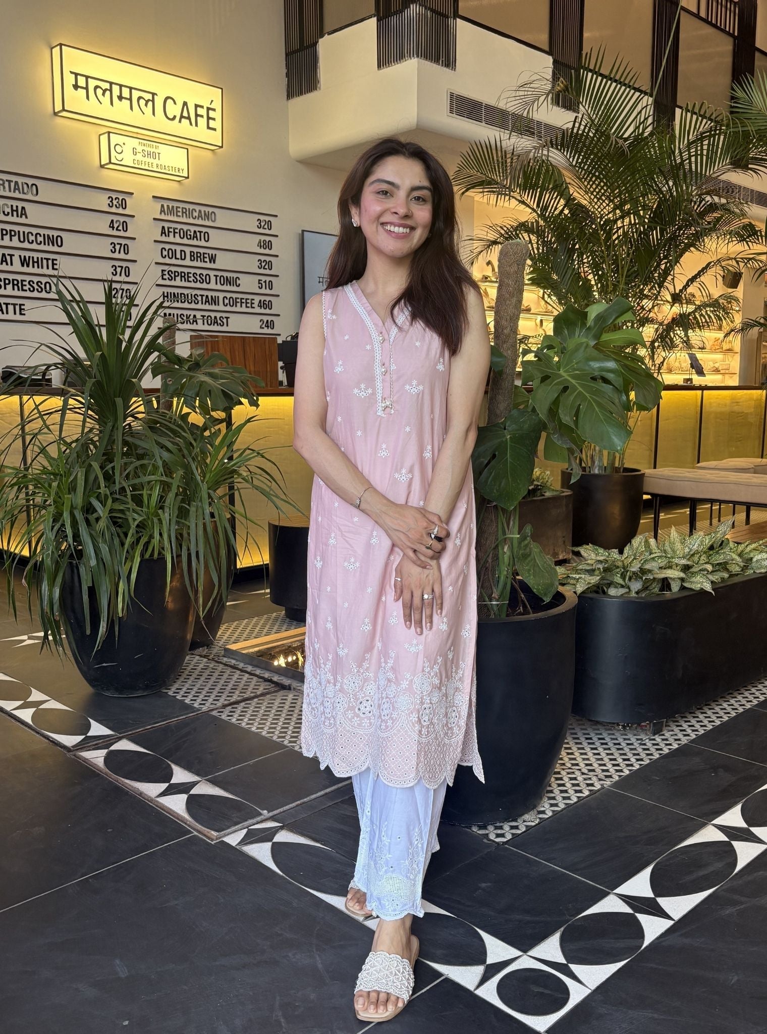 Kora Supima Cotton Dusty Pink Kurta Set