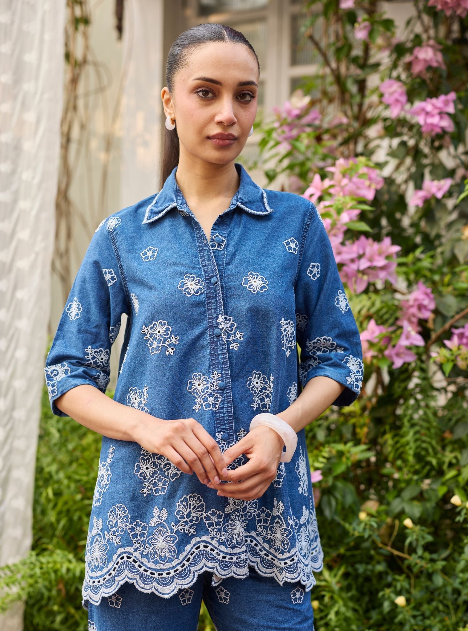 Omika Denim Shirt Set