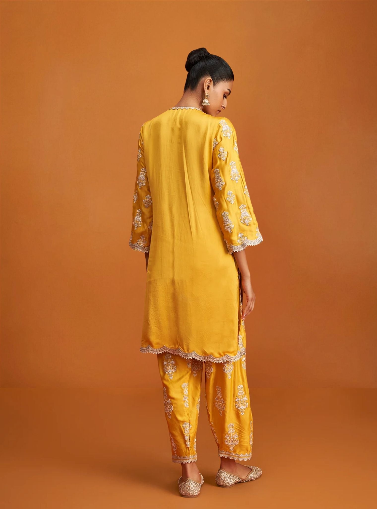 Alia Intira Cupro Satin Yellow Kurta Set