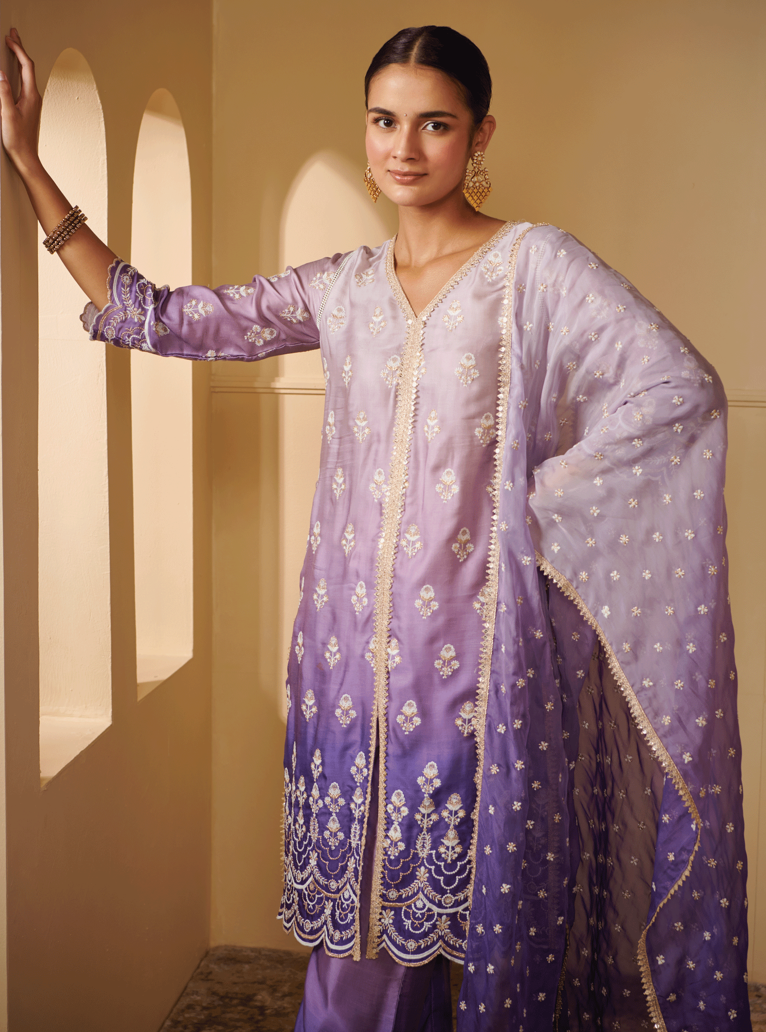 Mulmul Supima Cotton Enya Purple Dupatta