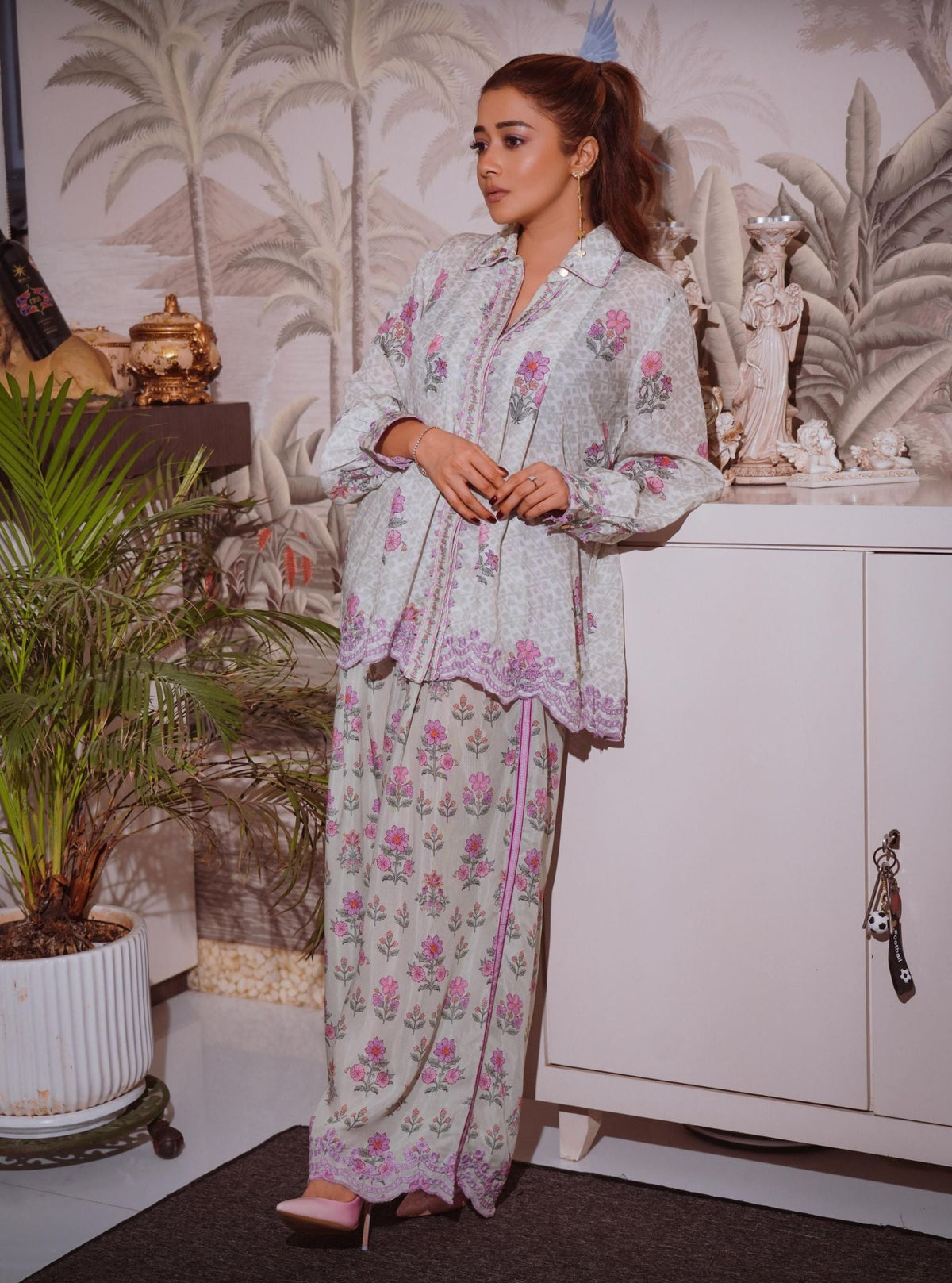 Evaya Lawn Green Co-ord Set