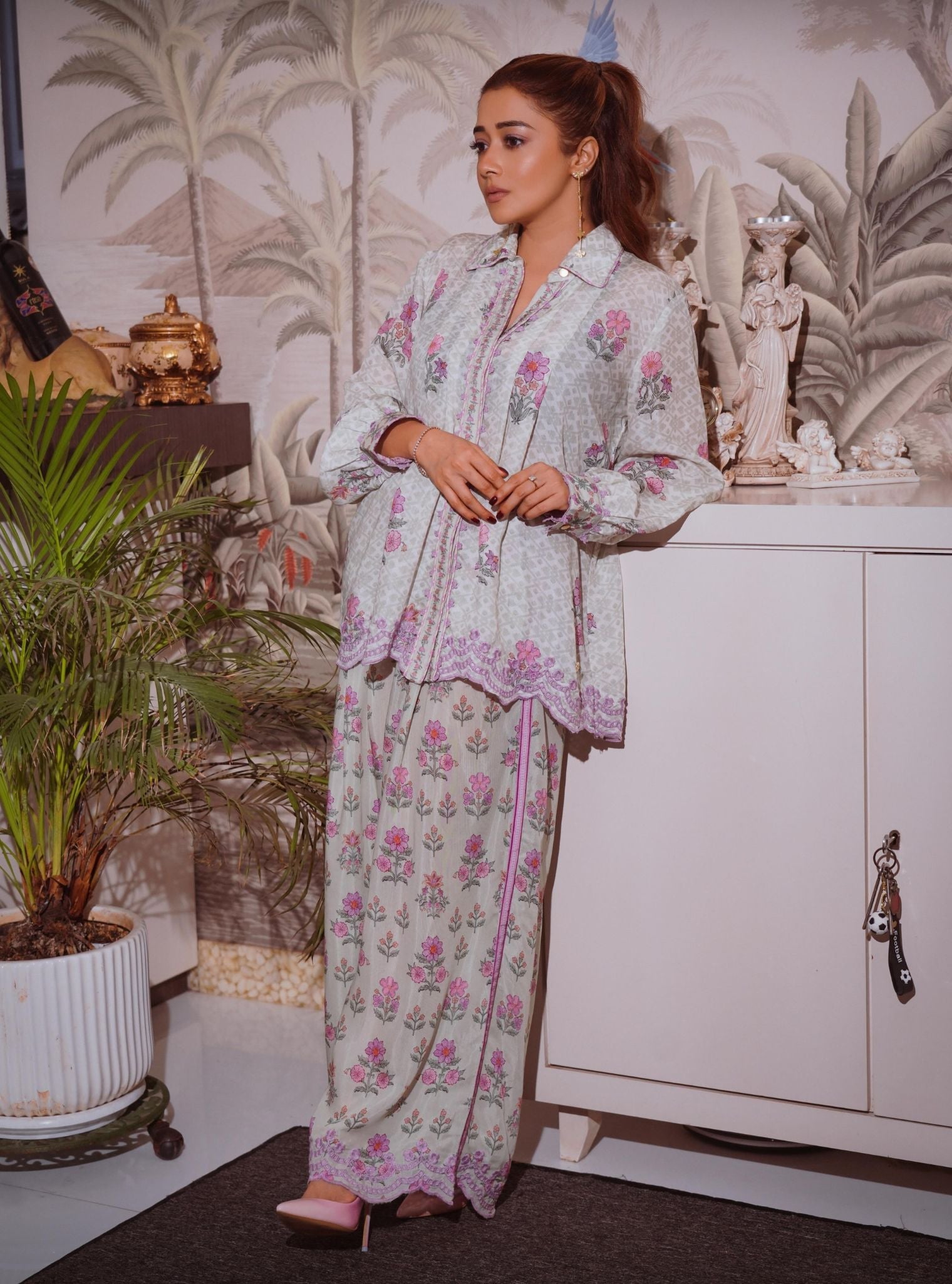 Evaya Lawn Green Co-ord Set