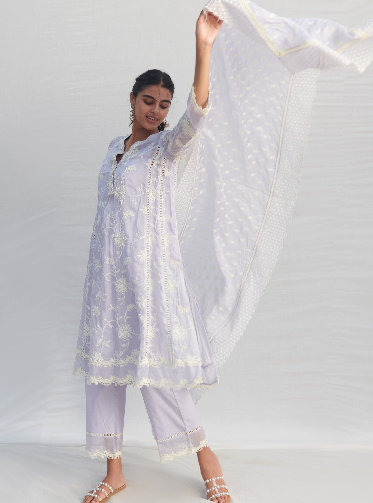 Mulmul Supima Cotton Marcel Lilac Dupatta