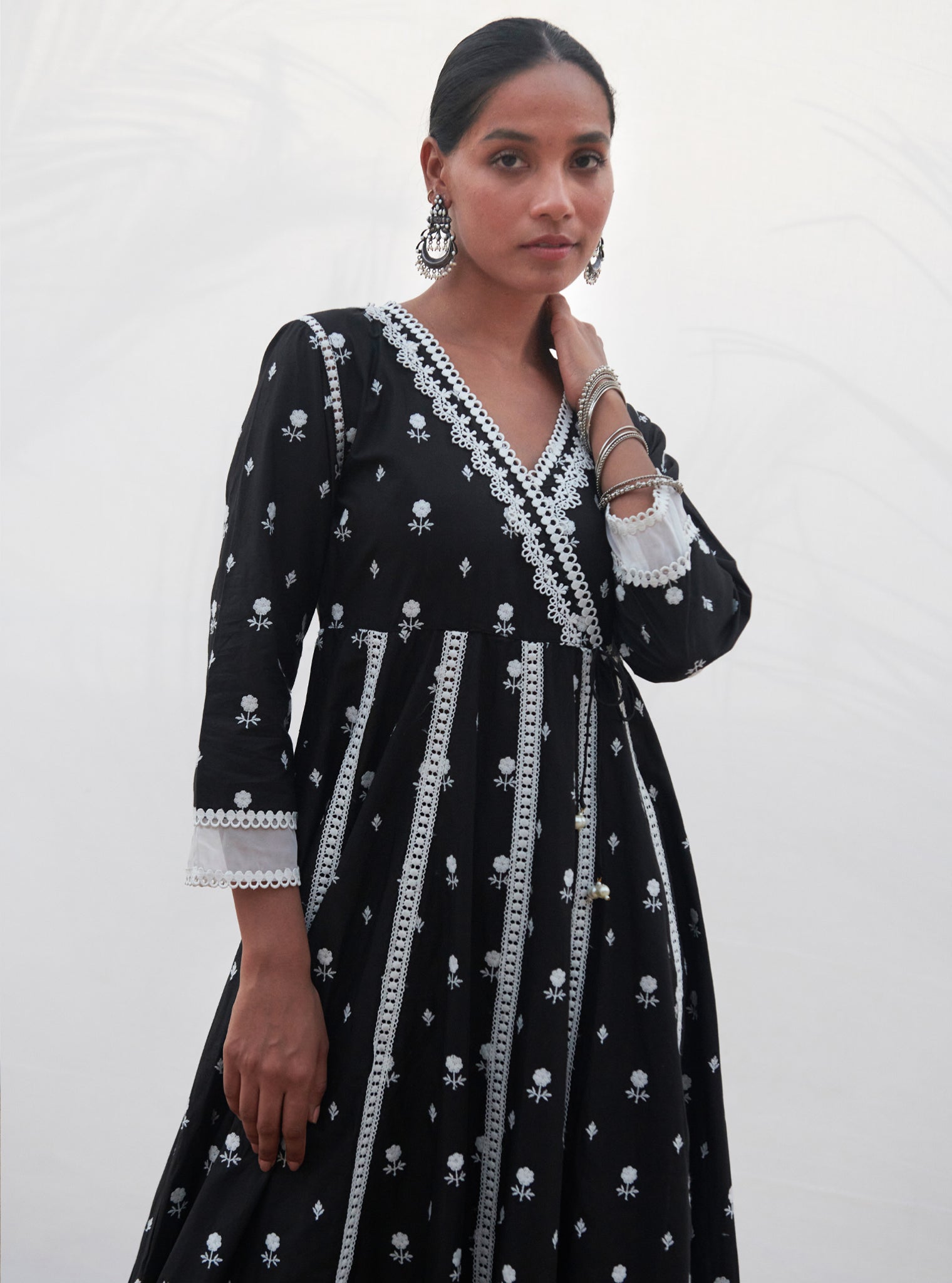 Mulmul Supima Cotton Arambol Anarkali Black kurta