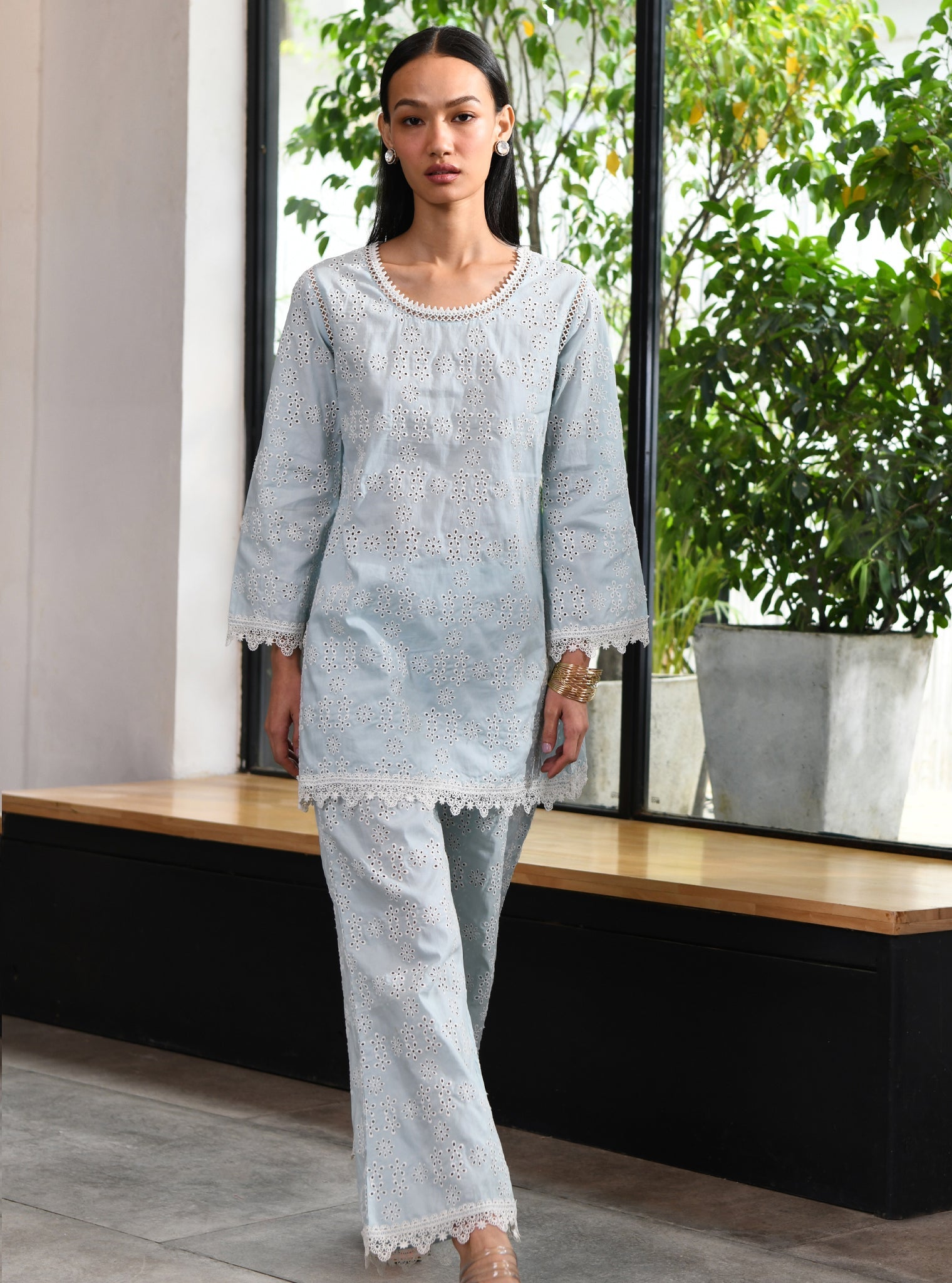 Beverly Cotton Blue Co-ord Set