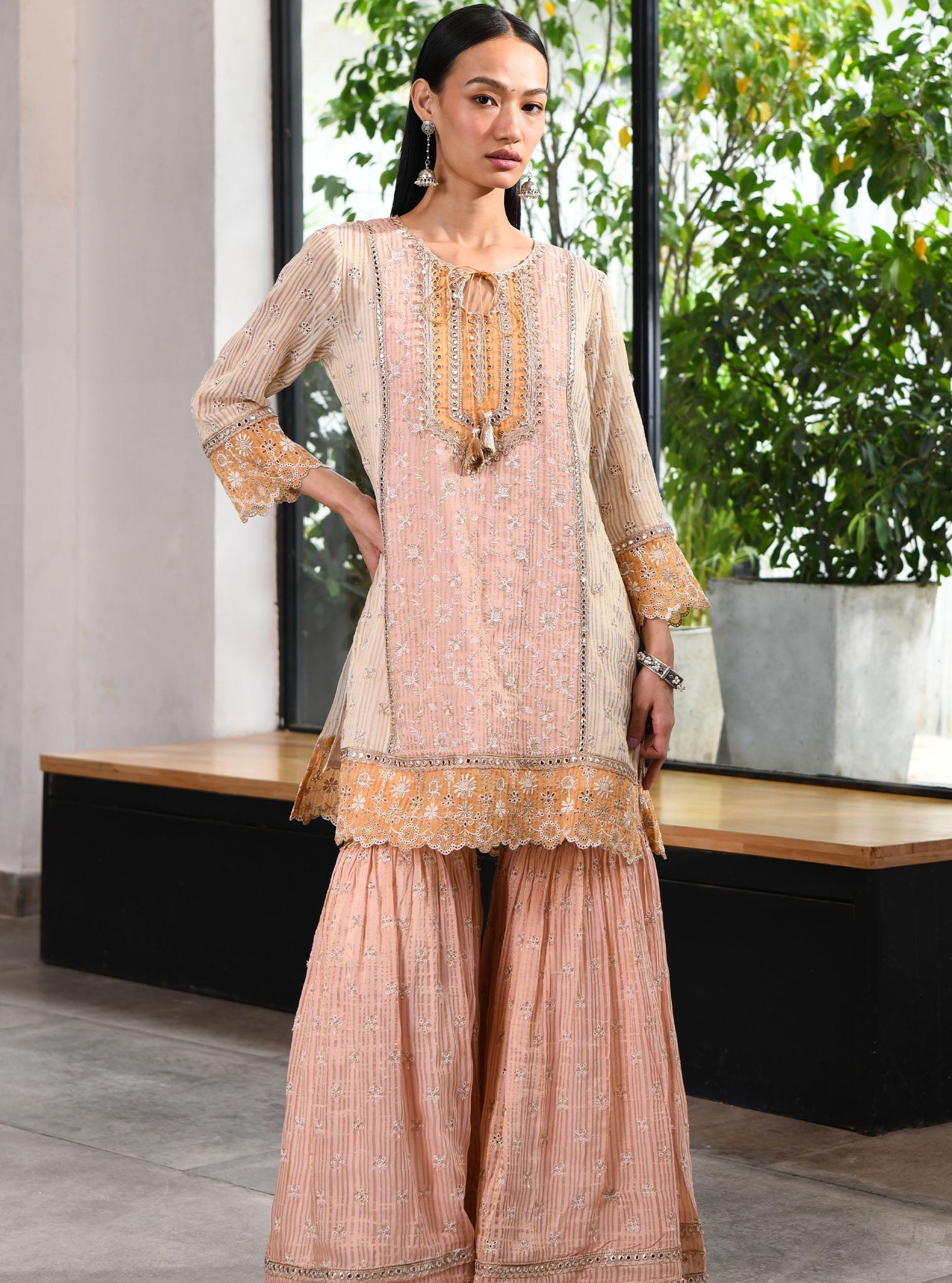 Mulmul Banarsi Birchin Pink Garara