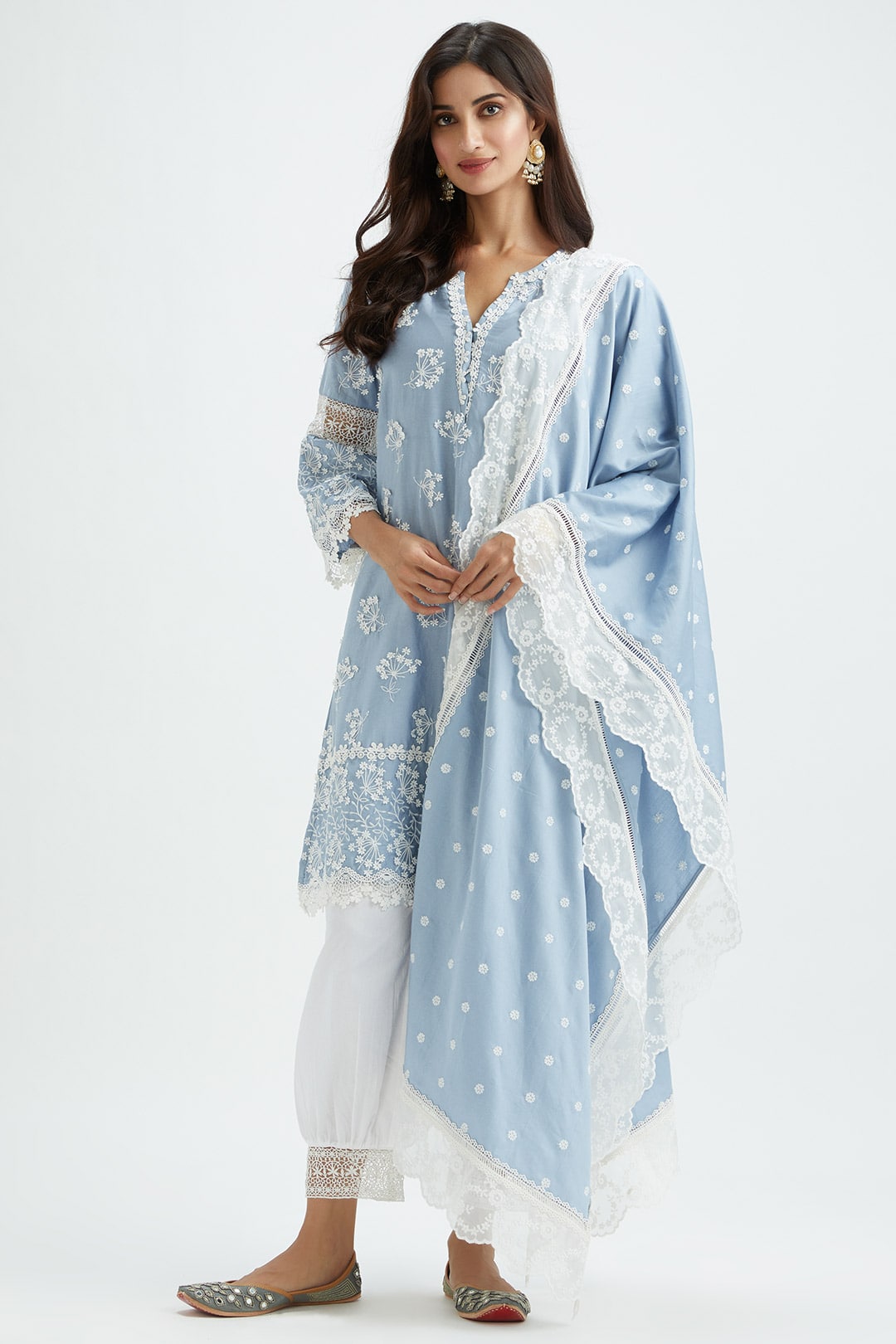 Celo Supima Satin Blue Pant Set