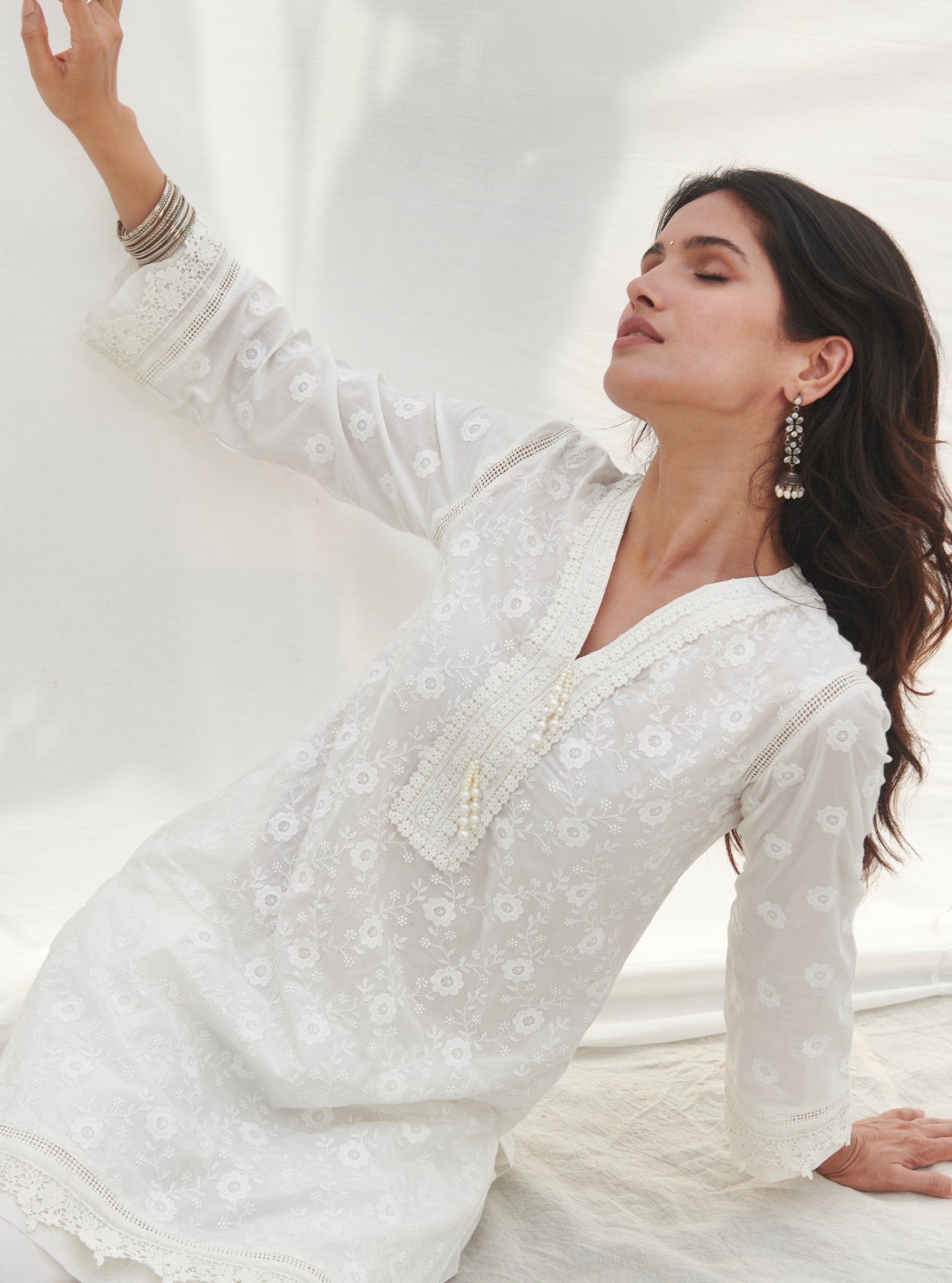 Codli Supima Cotton White Kurta Set