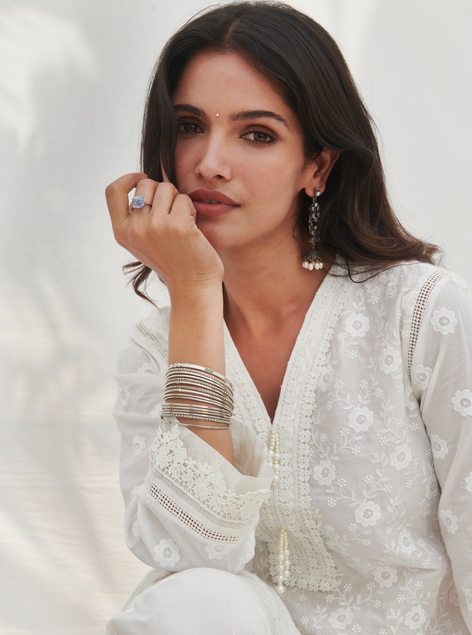 Codli Supima Cotton White Kurta Set