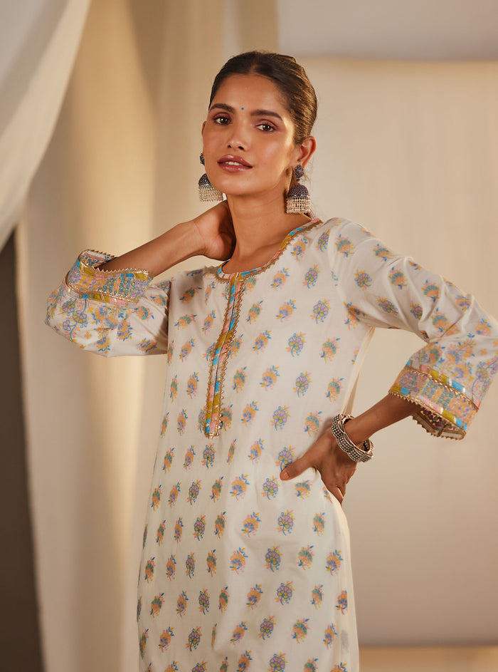 Mulmul Supima Cotton Denise Off White Kurta