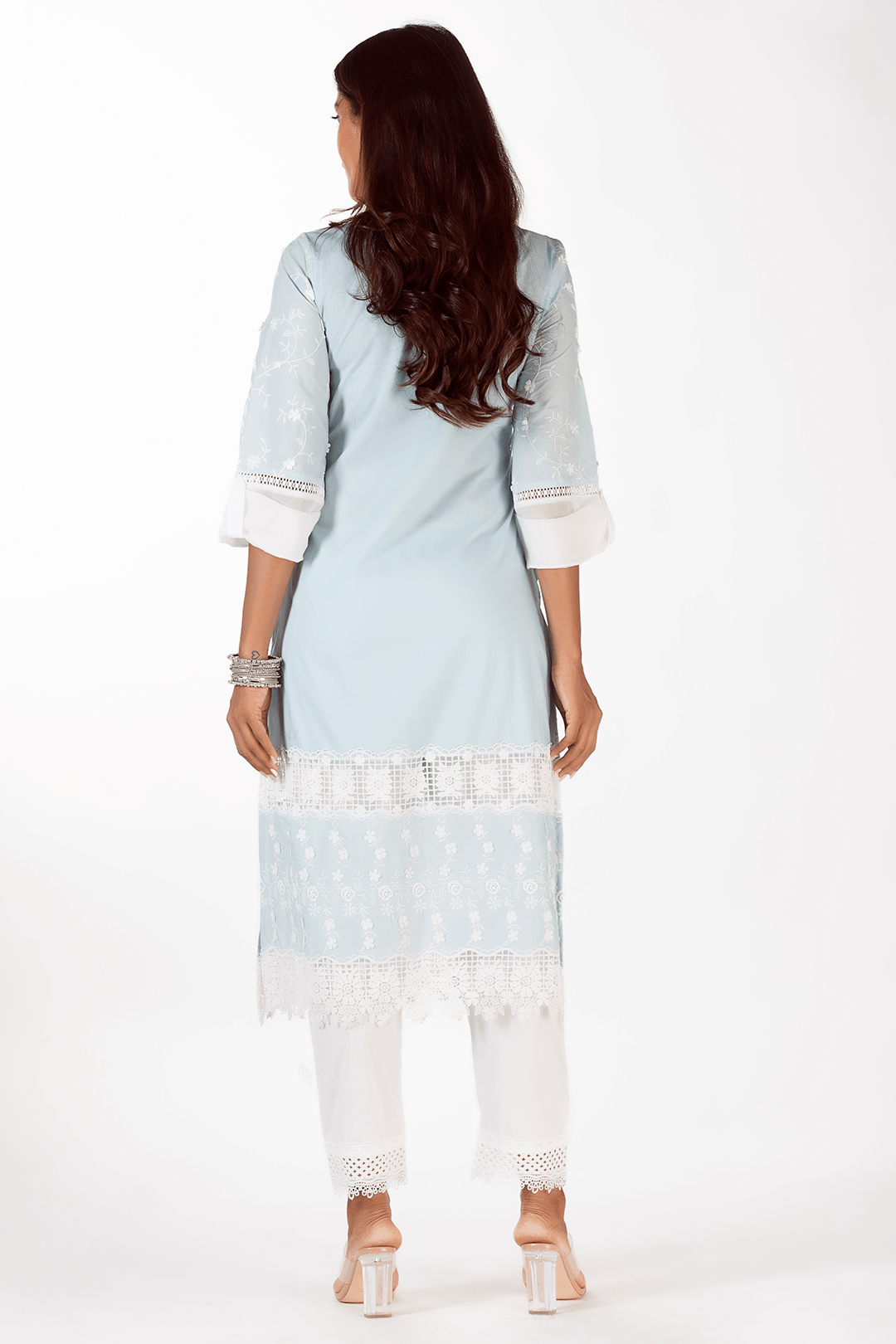 Mulmul Supima Cotton Echo Light Blue Kurta