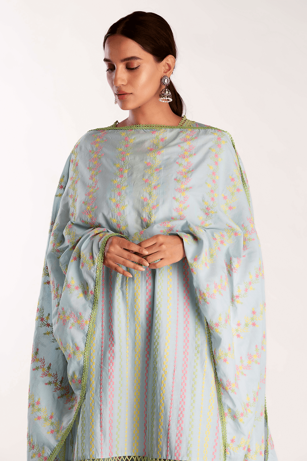 Eva Supima Cotton Blue Kurta Set