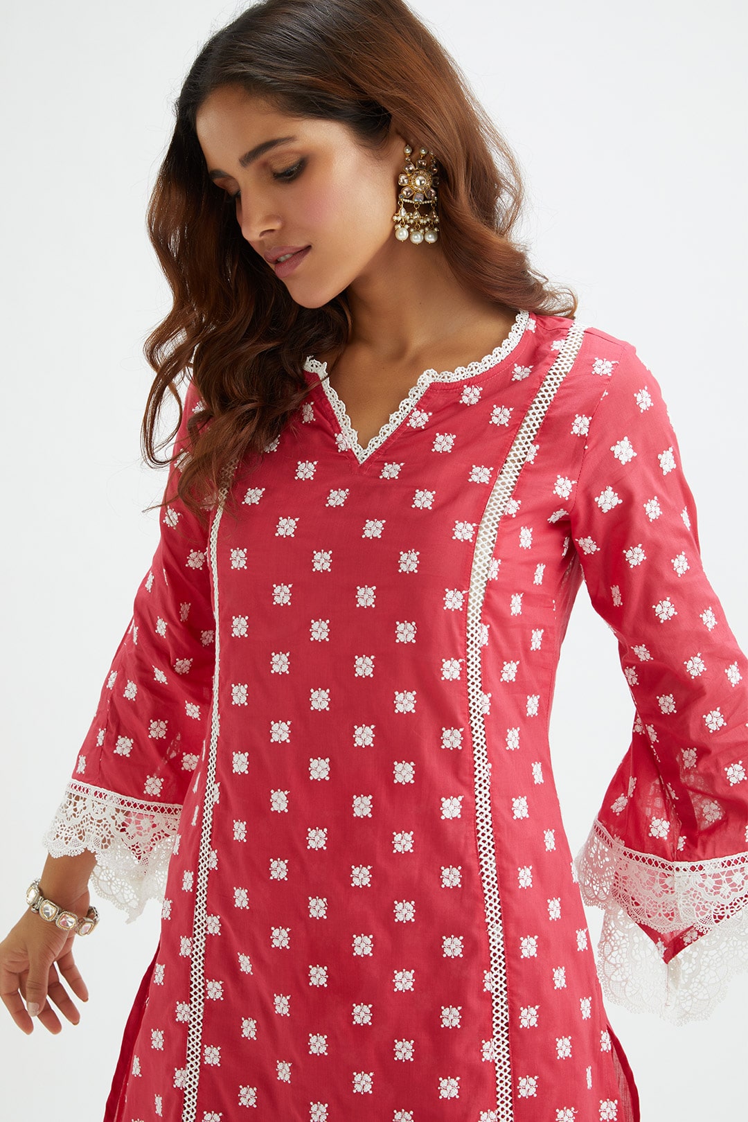 Finch Supima Cotton Red Kurta Set