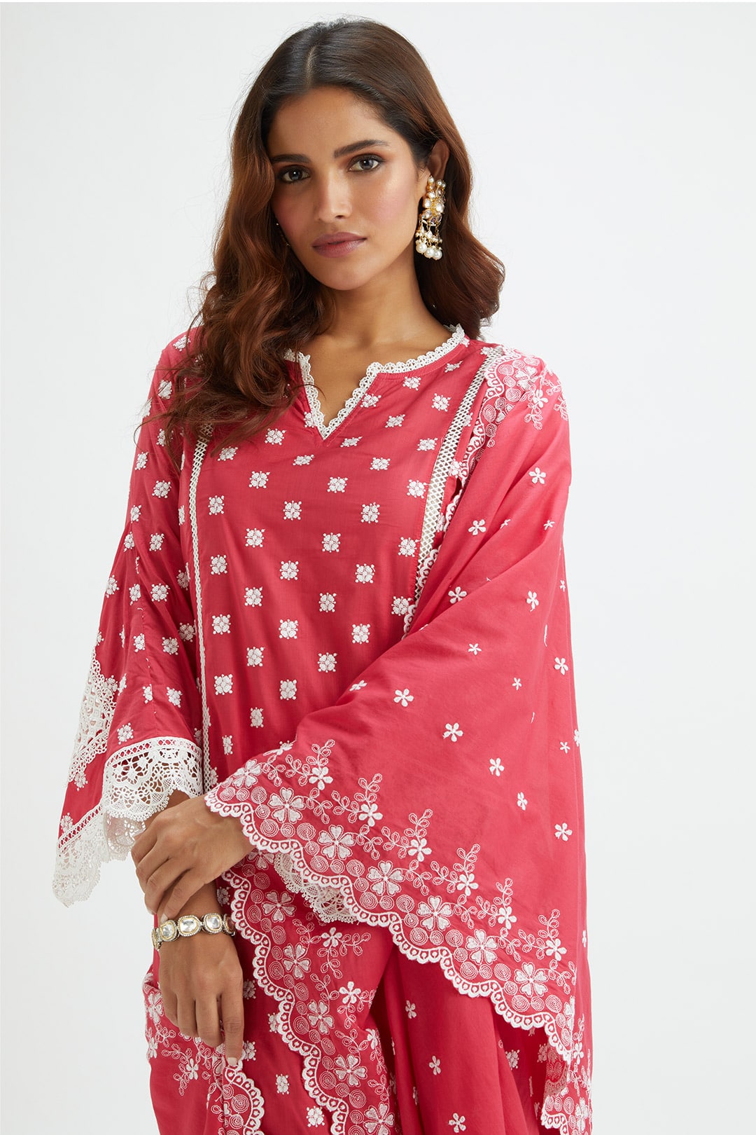 Finch Supima Cotton Red Kurta Set