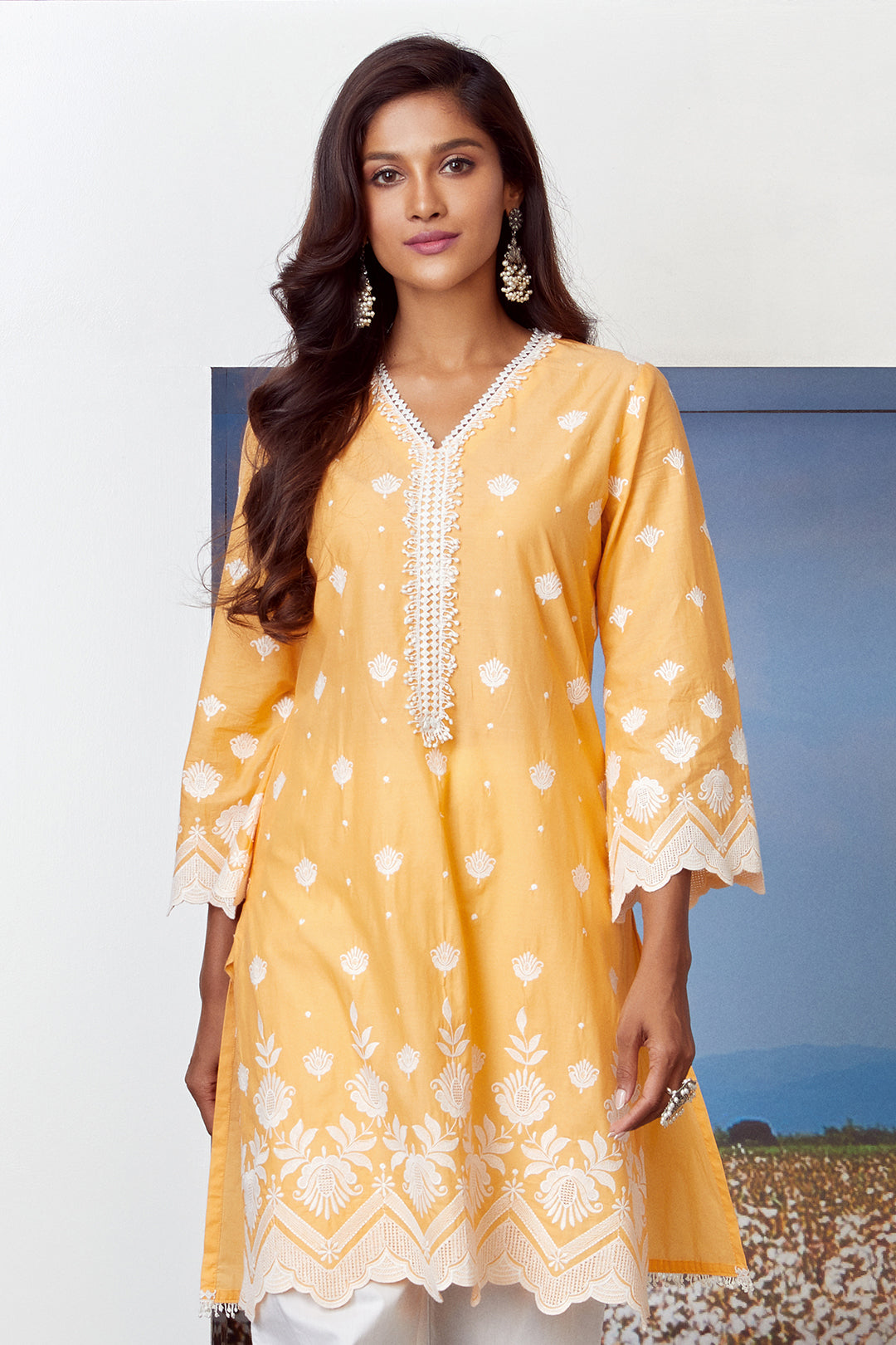 Gardencress Supima Cotton Orange Kurta Set