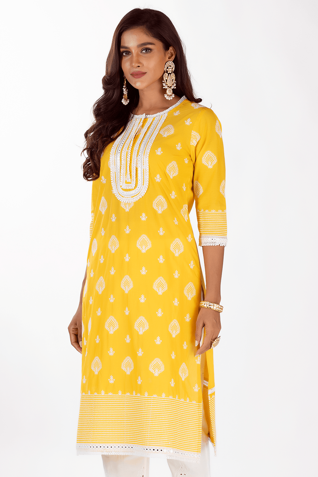 Gene Supima Cotton Mango Kurta Set