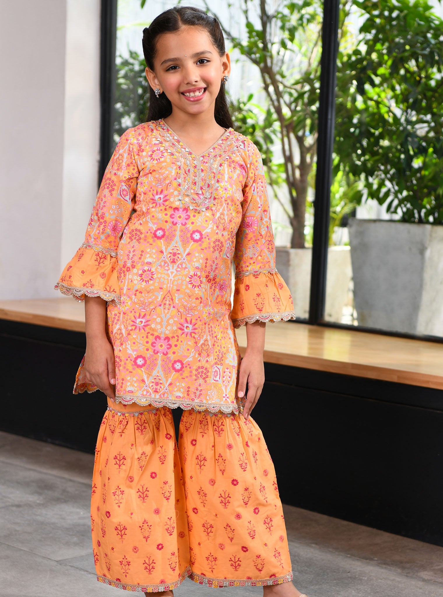 Mulmul Orange Supima Cotton Grace Kurta