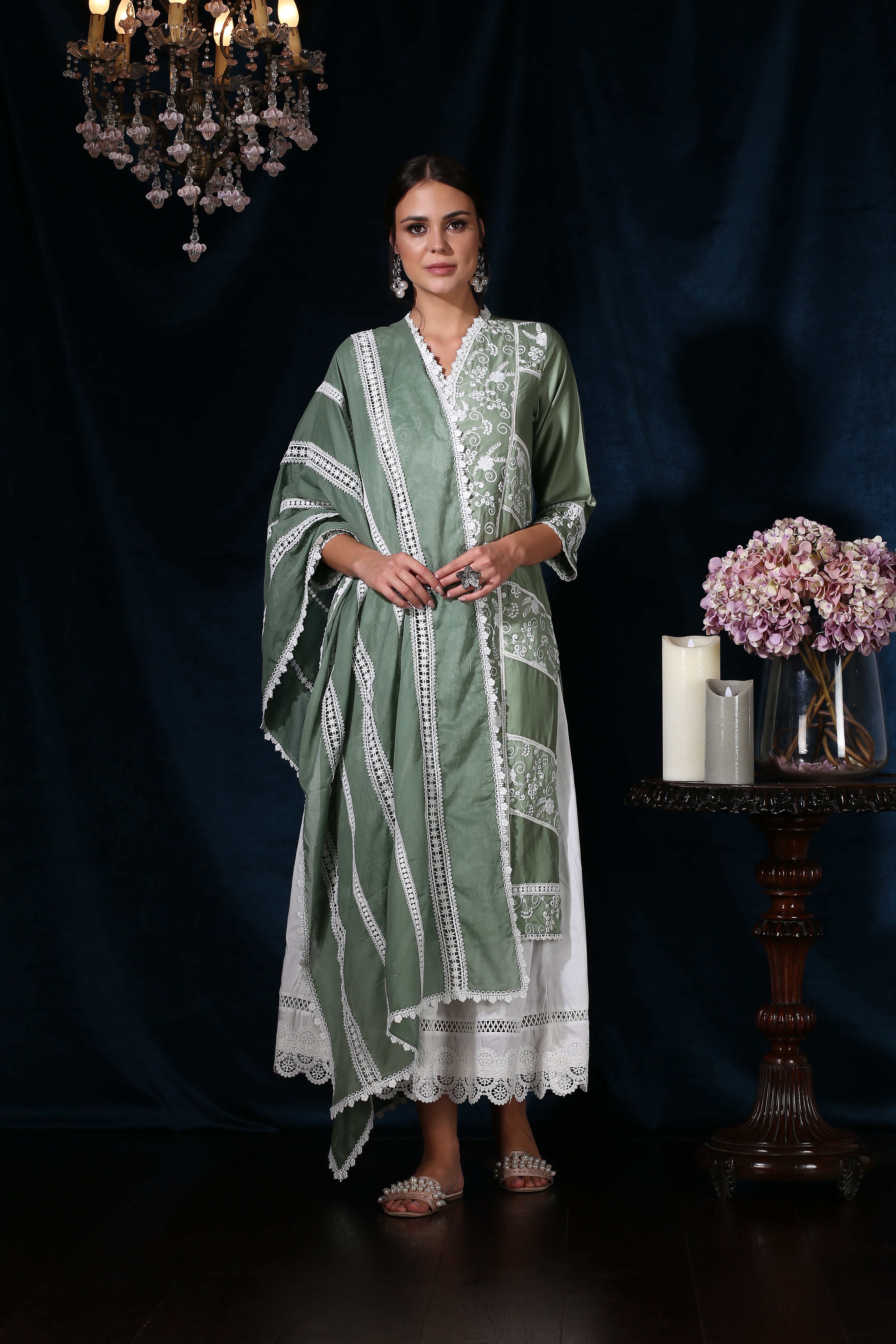 Scarlet Kurta Green