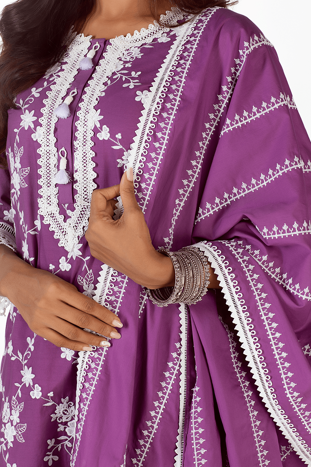 Mulmul Supima Cotton Kai Purple Kurta