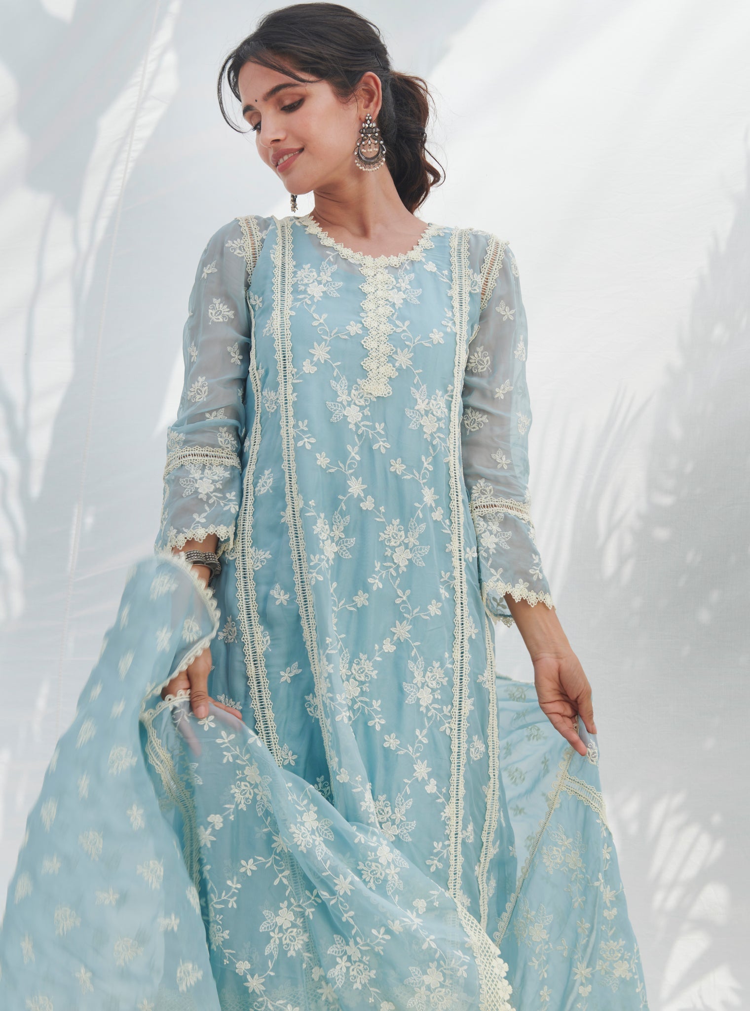 Mulmul Supima Cotton Canca Blue Dupatta