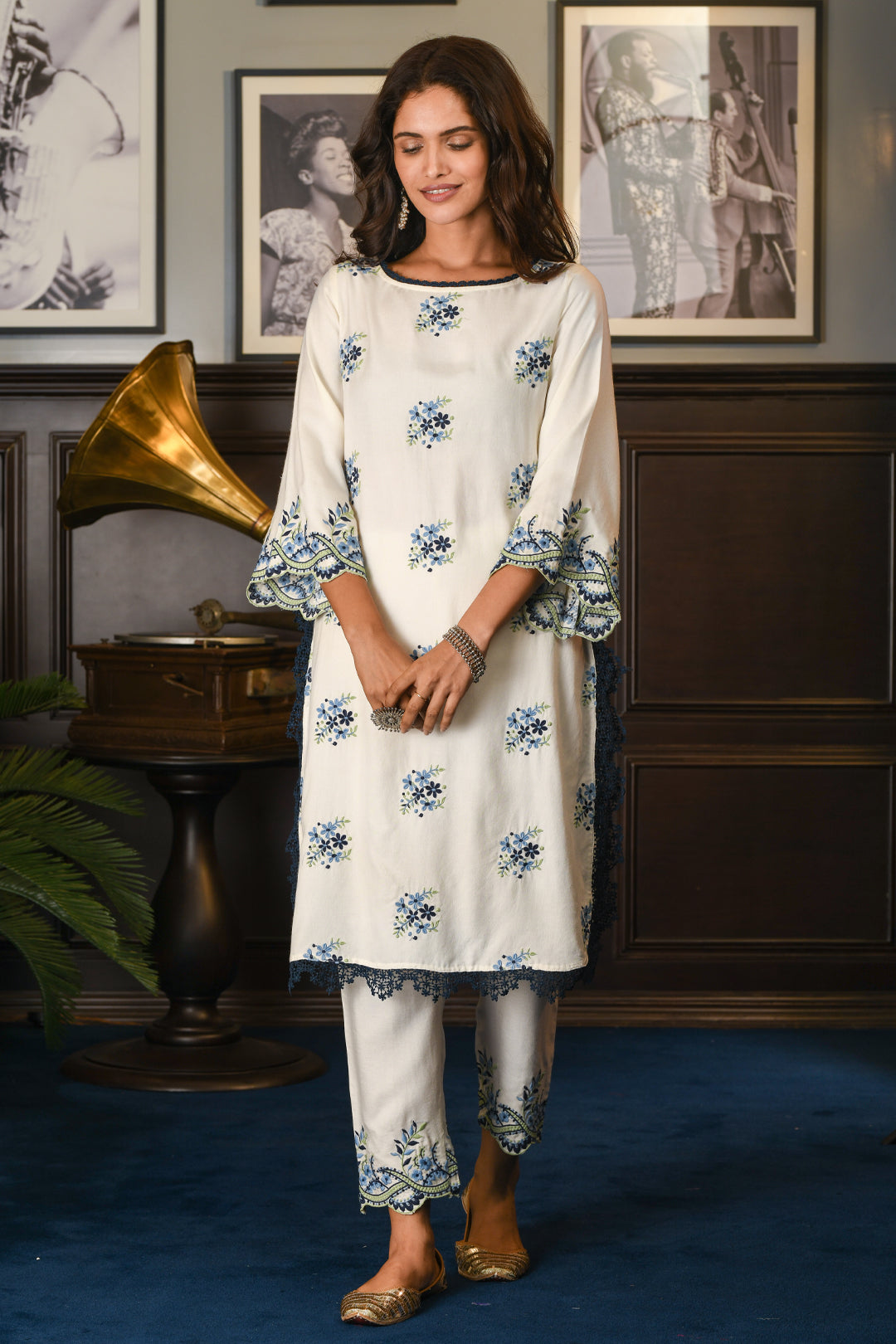 Mulmul Wool Blend Lumi Kurta With Lumi Pant