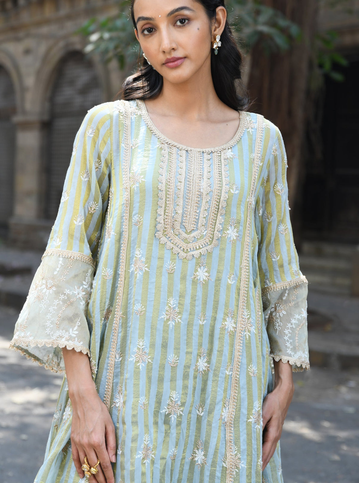 Kesar Banarsi Light Blue Anarkali Kurta Set