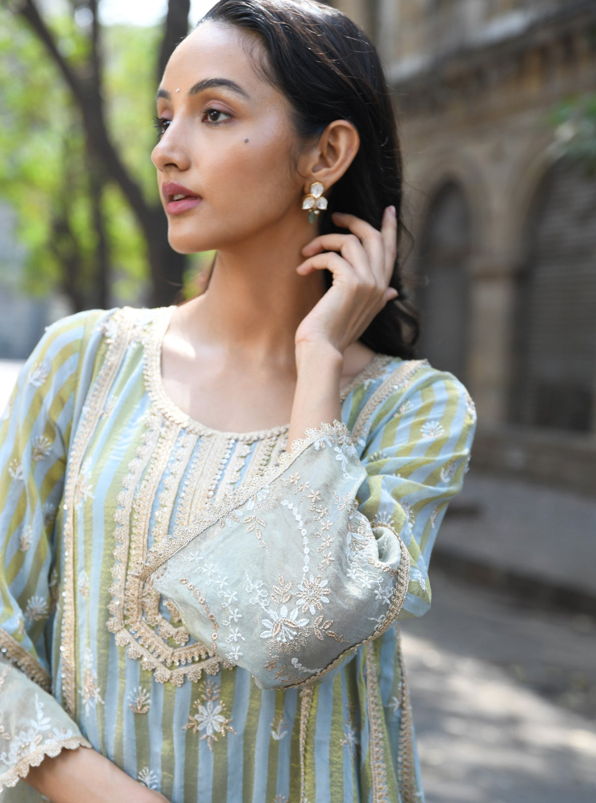 Kesar Banarsi Light Blue Anarkali Kurta Set