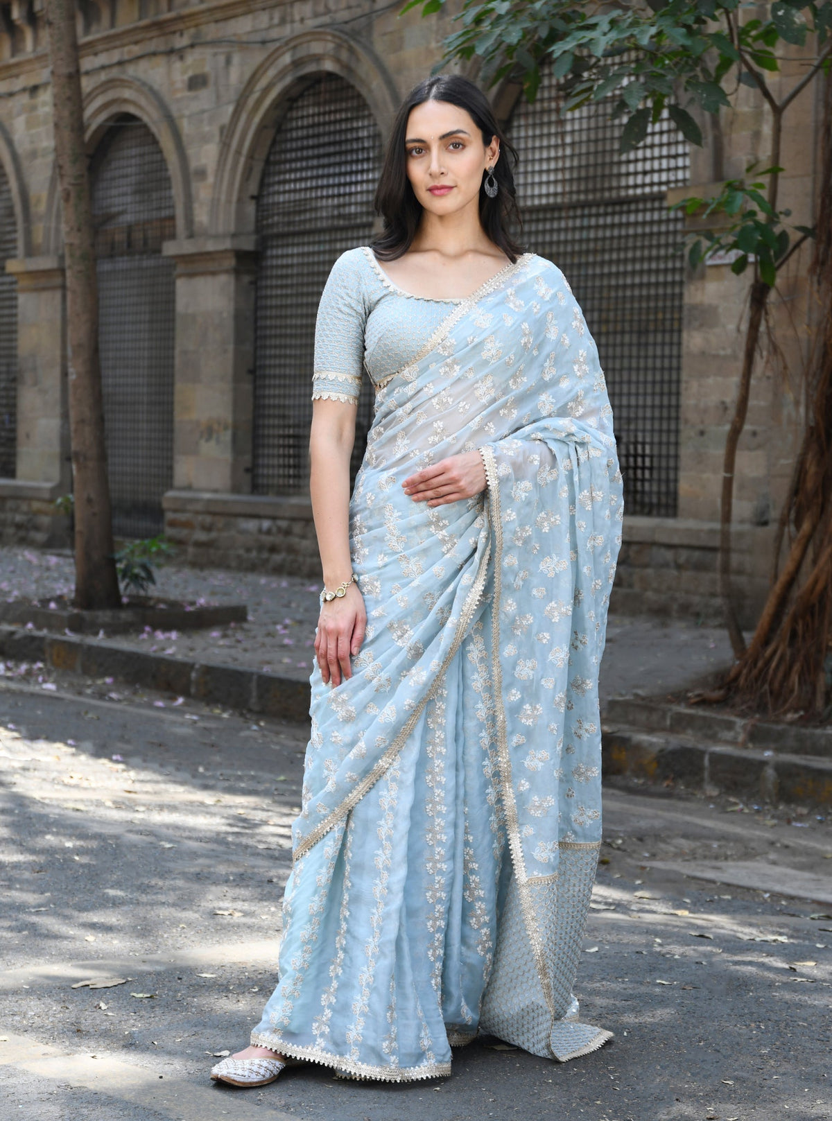 Saroli Organza Light Blue Saree