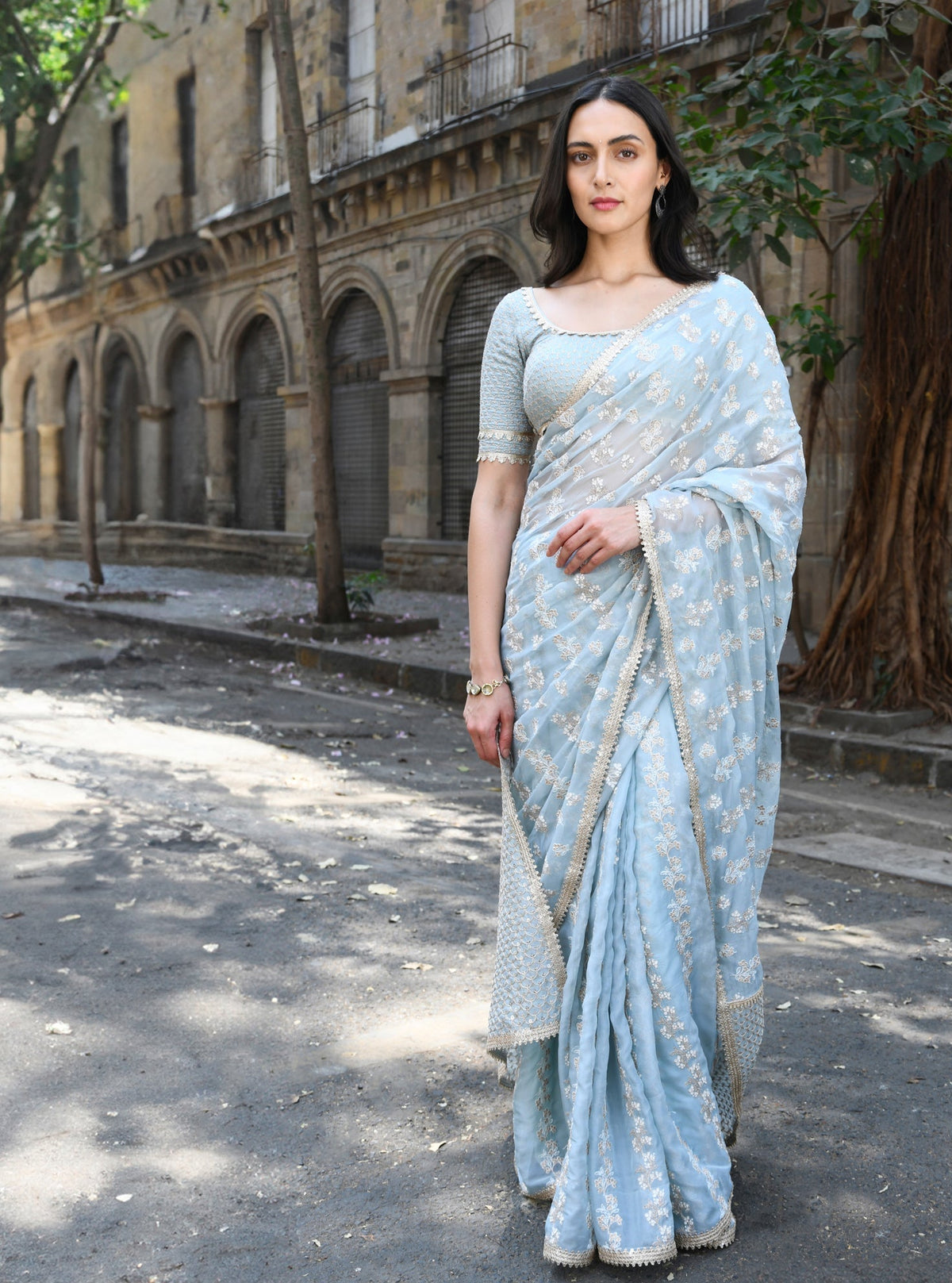 Saroli Organza Light Blue Saree