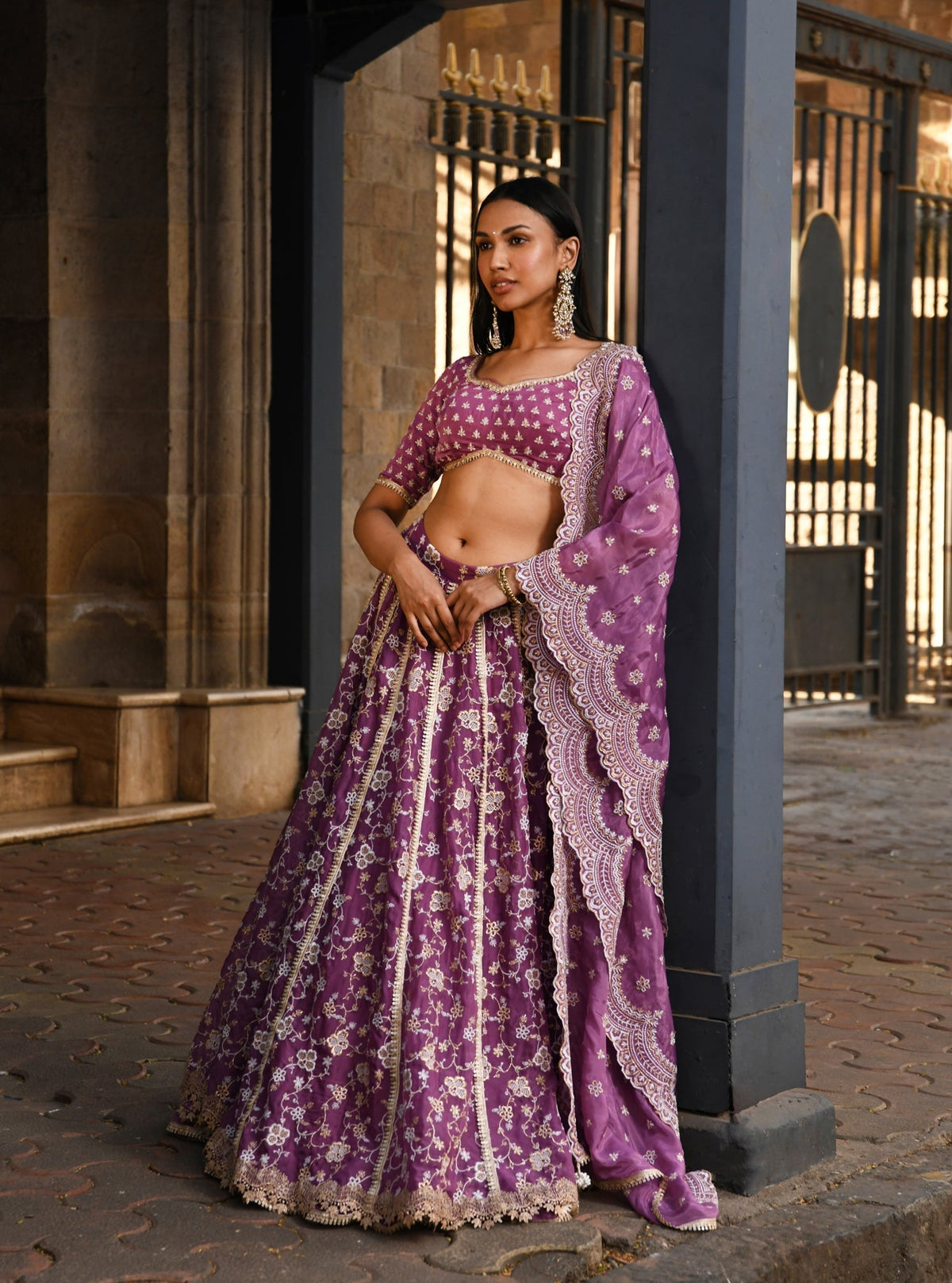 Bimli Organza Lilac Lehenga