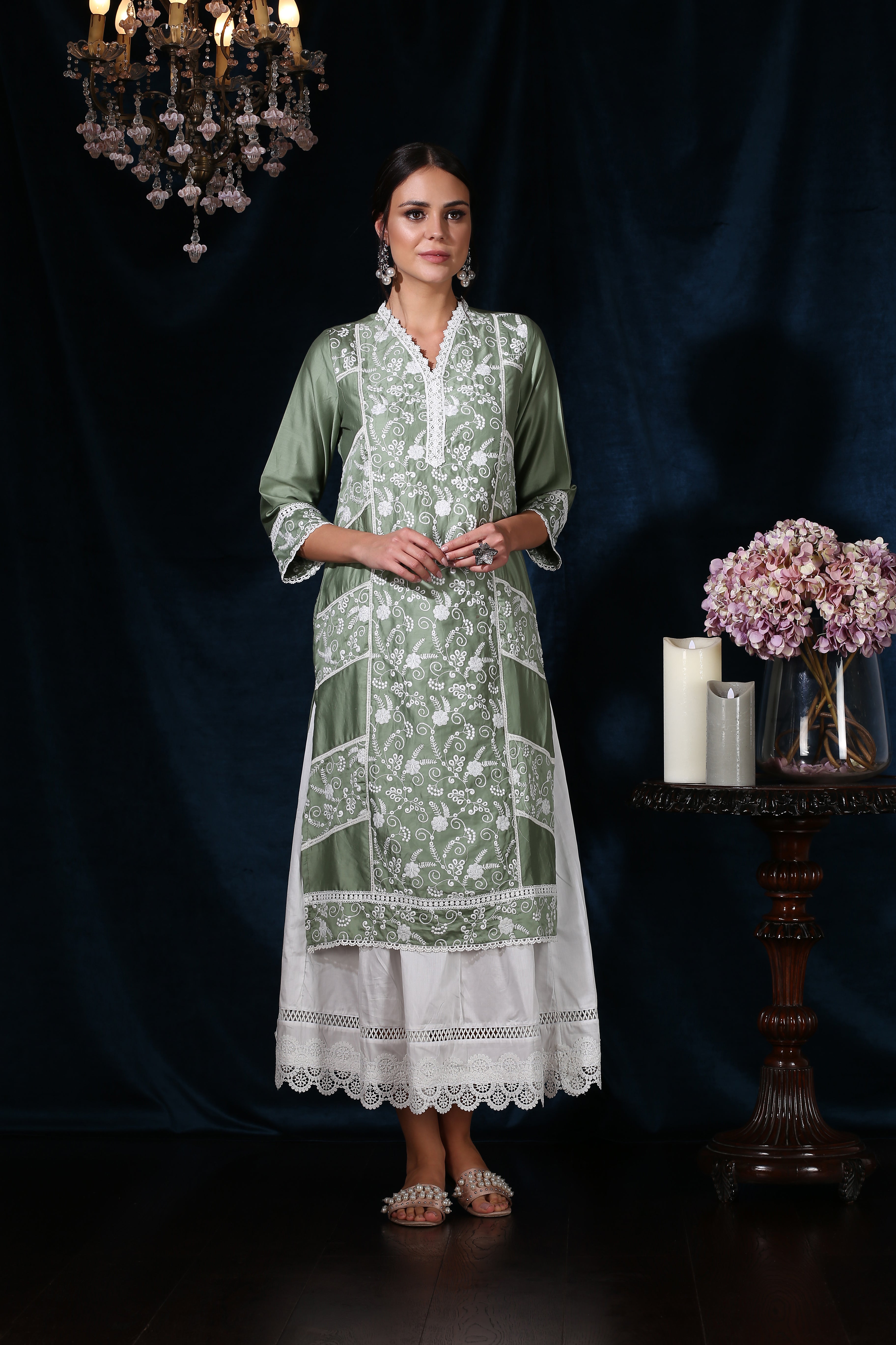 Scarlet Kurta Green