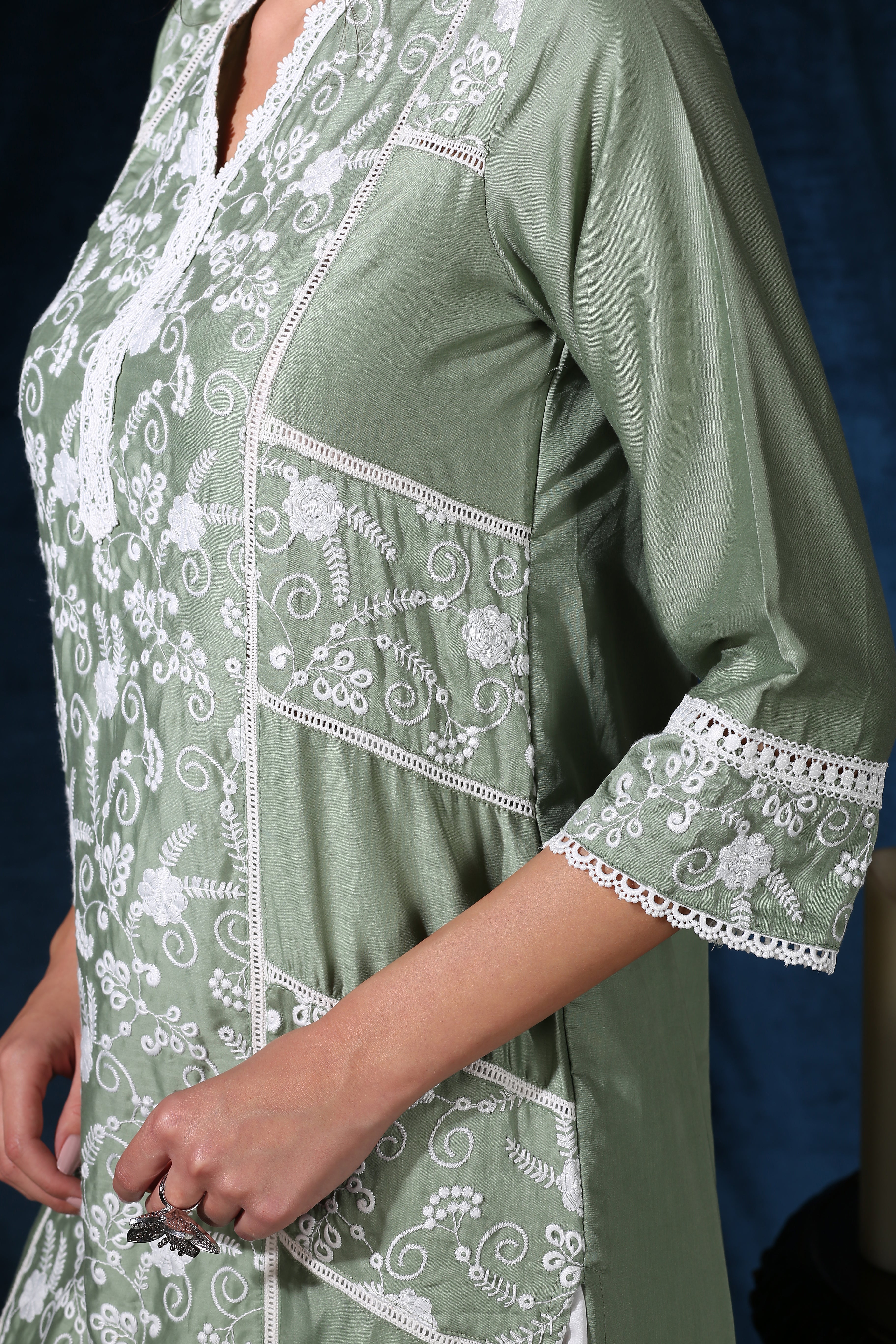 Scarlet Kurta Green