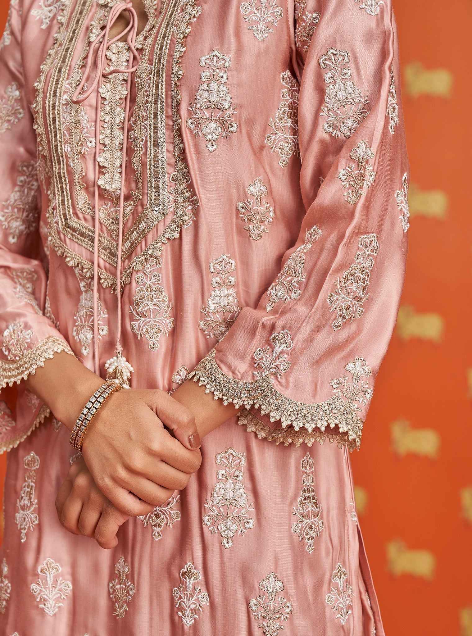 Intira Cupro Satin Pink Kurta Set