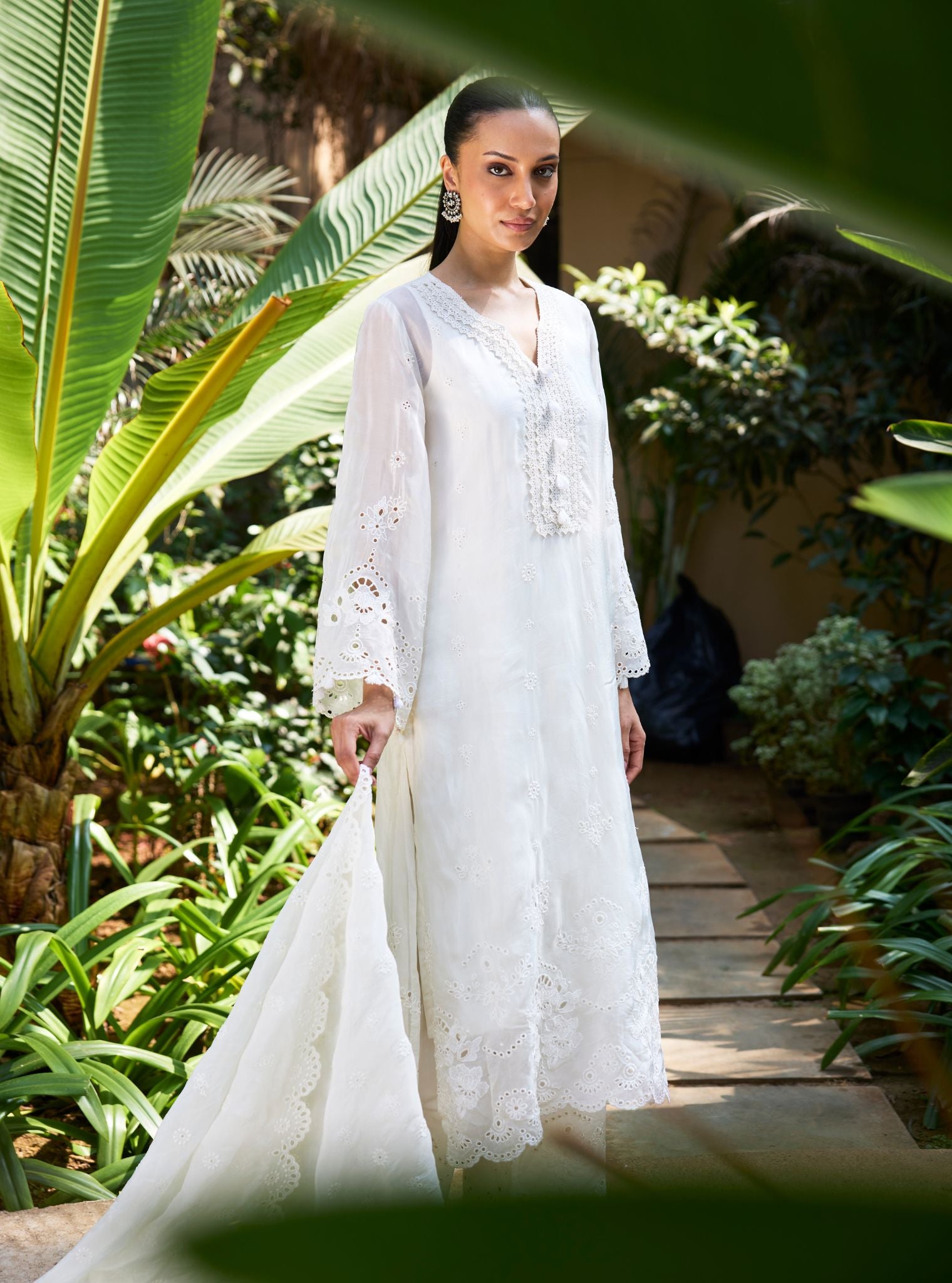 Miso Organza Off White Kurta Set