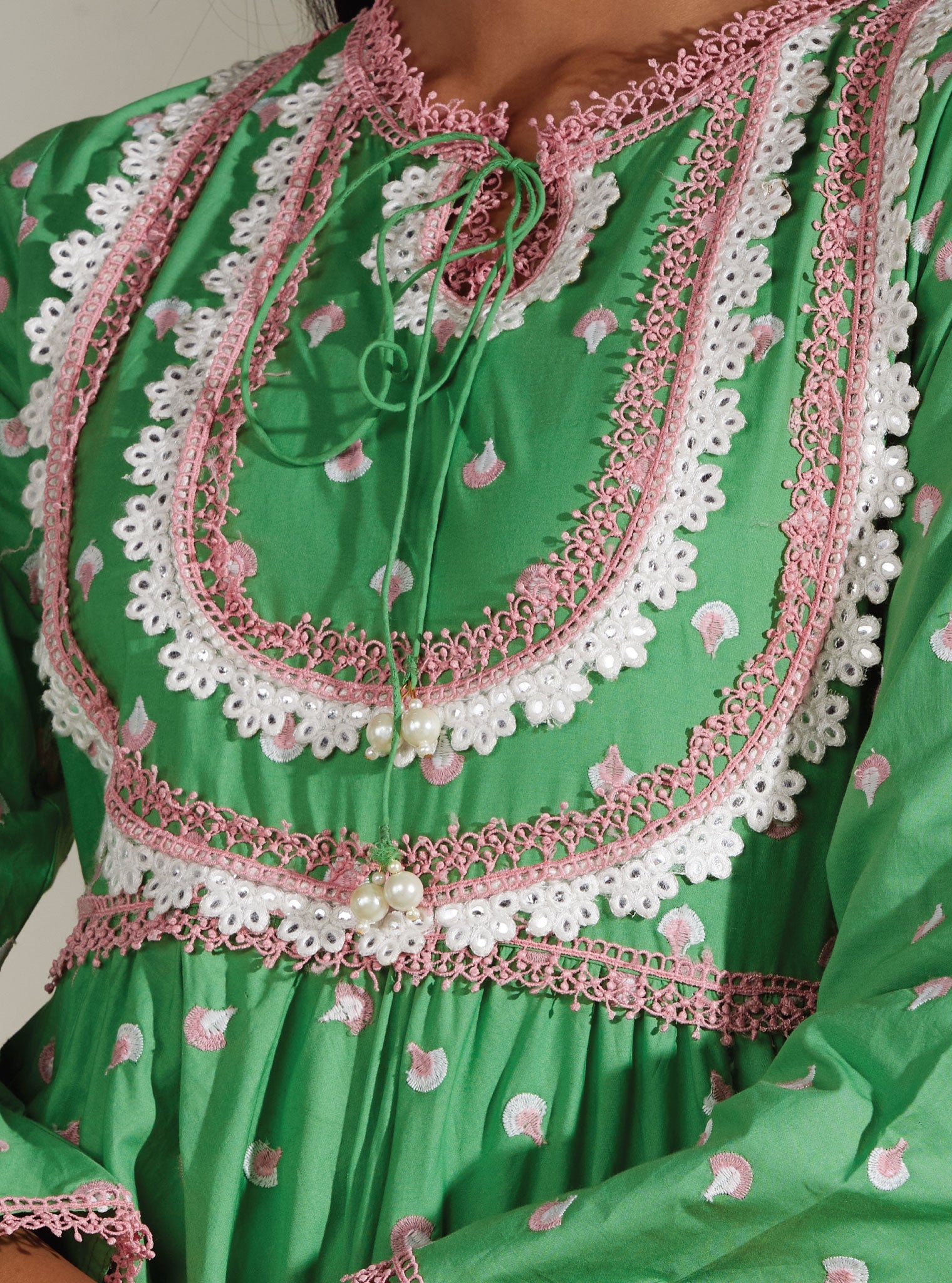 Nadine Supima Cotton Green Anarkali Kurta Set