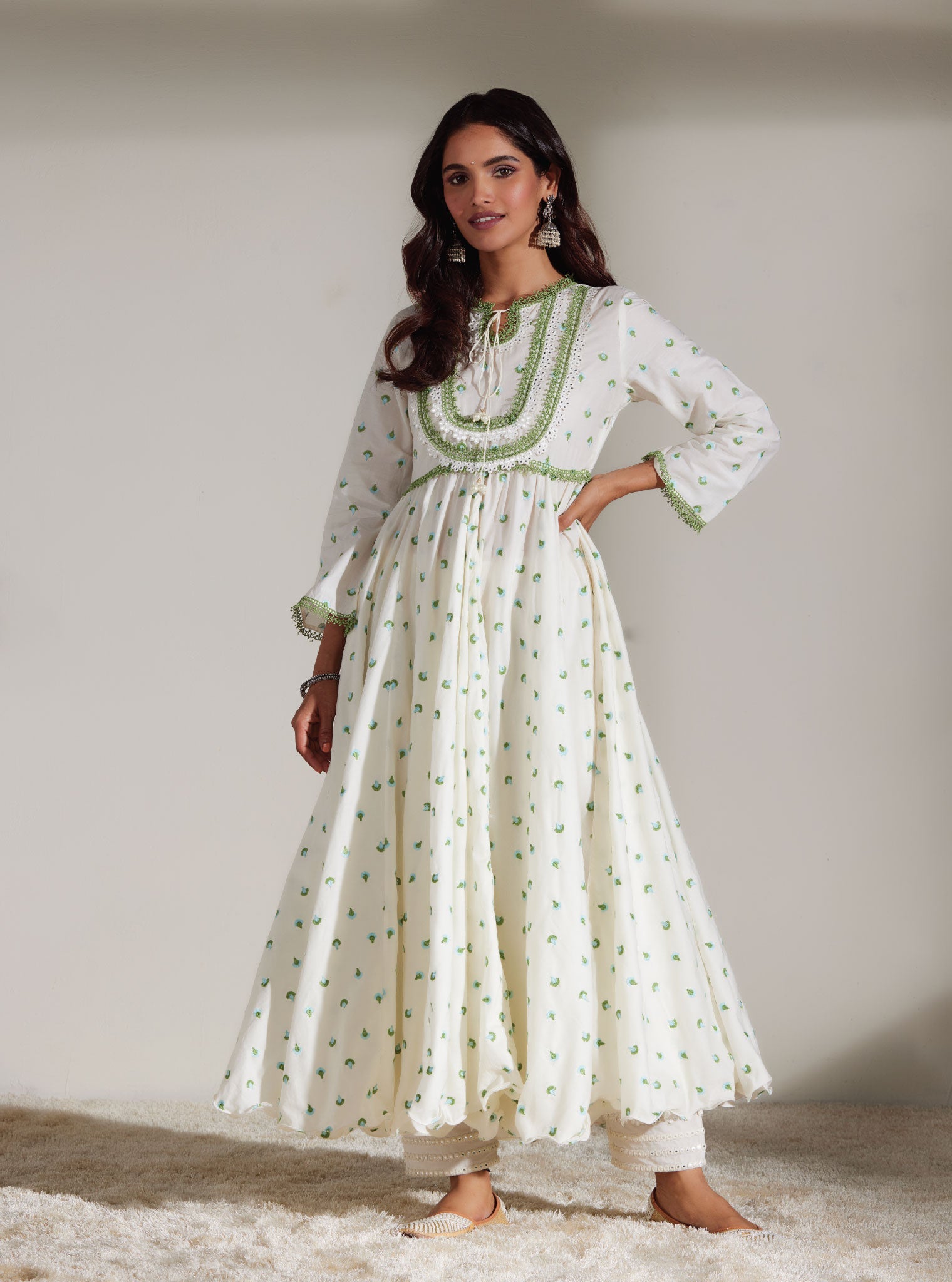 Mulmul Supima Cotton Cyane White Dupatta