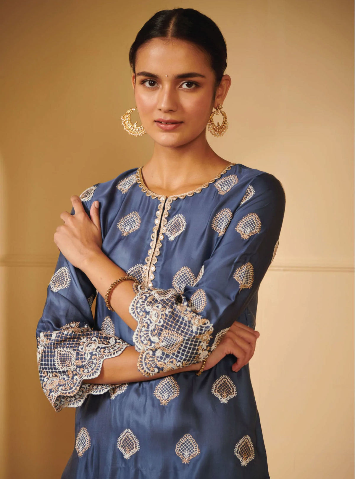Pure Silver Polki Pearl Chandbali