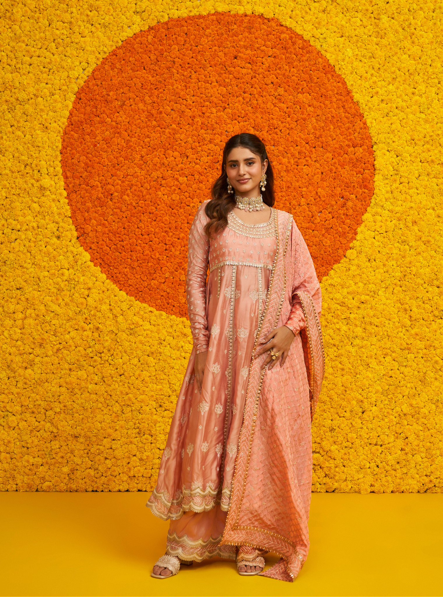 Palki Organza Satin Pink Kurta Set