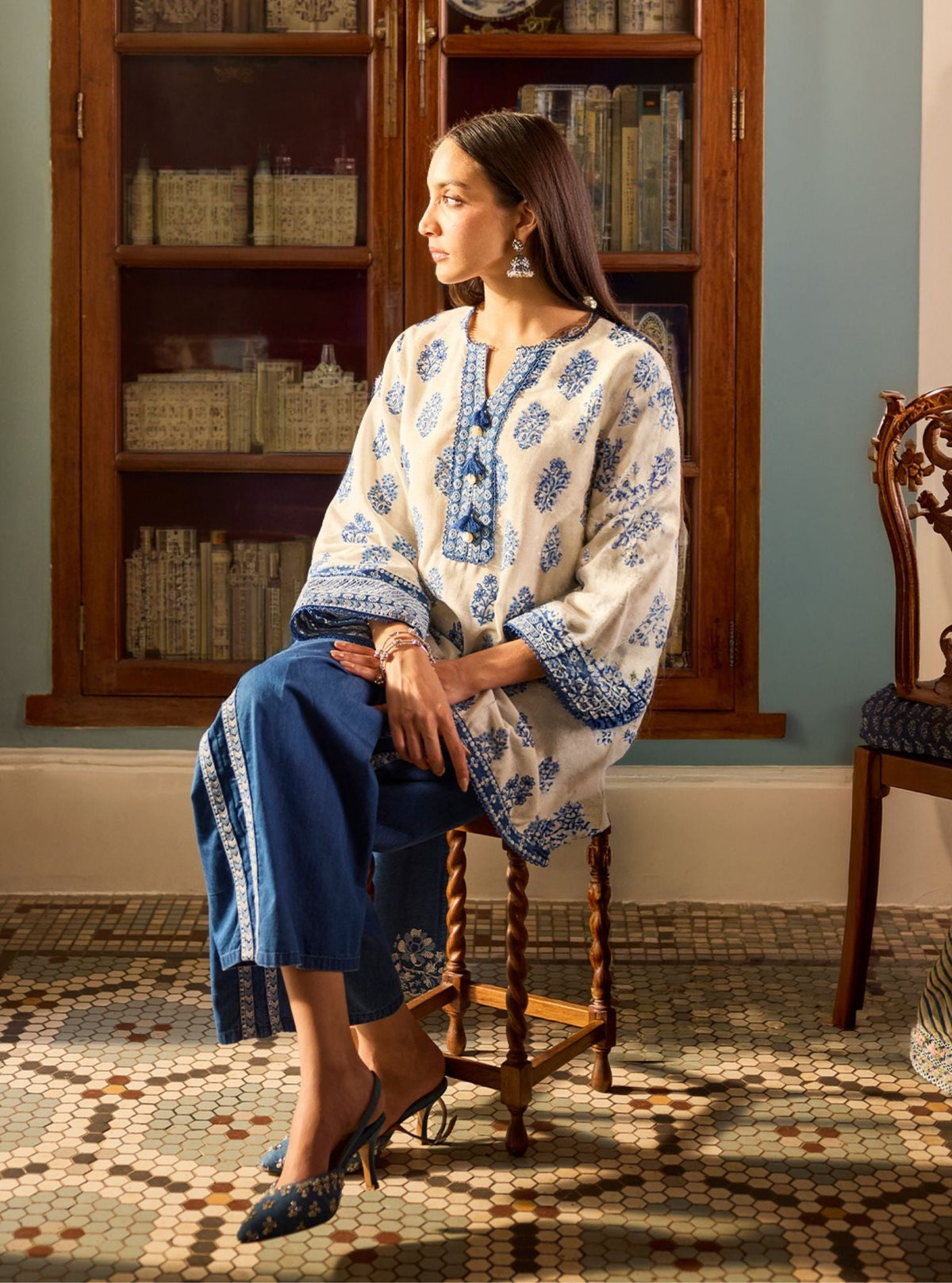 Rano Linen Off White Kurta Set