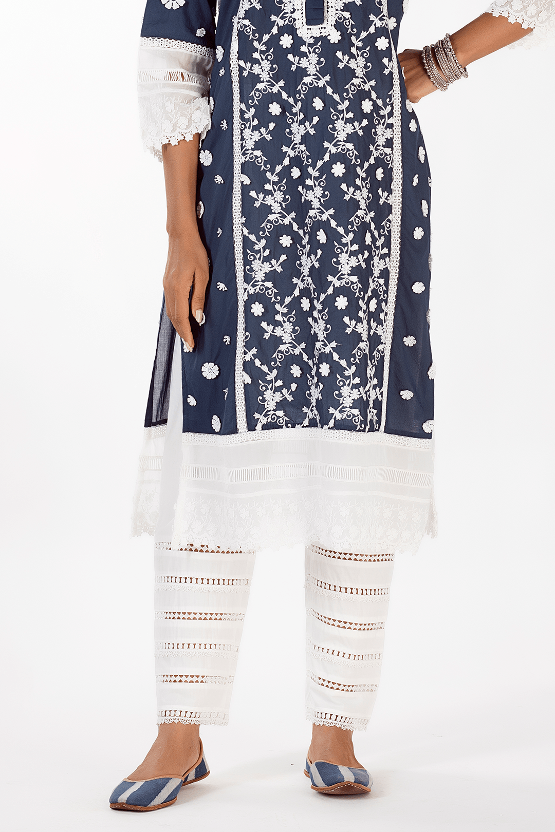 Mulmul Cotton Sadie Navy Kurta