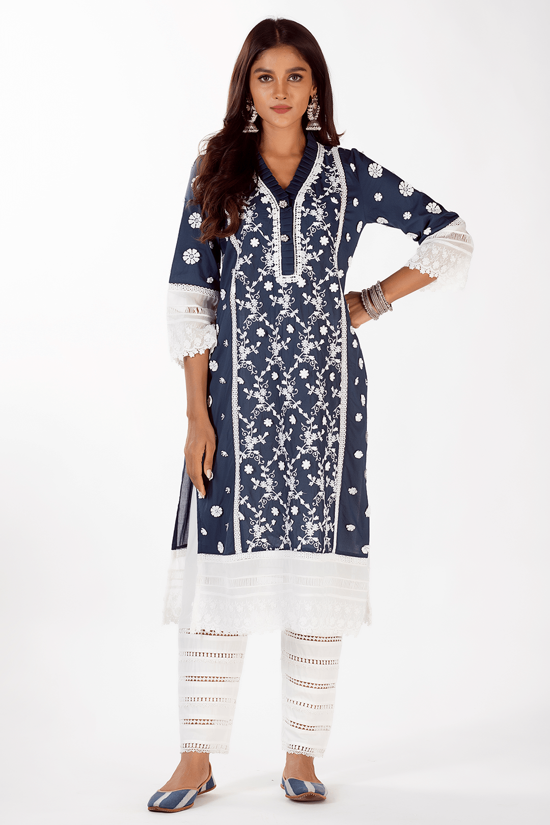 Mulmul Cotton Sadie Navy Kurta