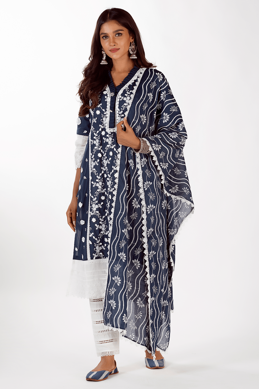 Mulmul Cotton Sadie Navy Kurta