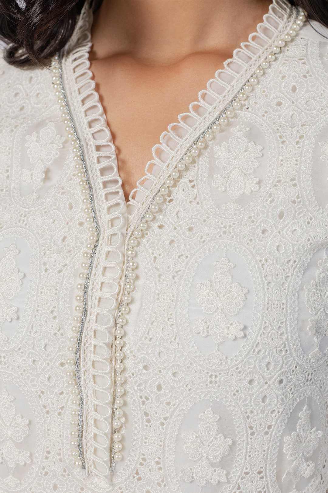 Savannah Tencel Luxe Organza Off White Kurta Set