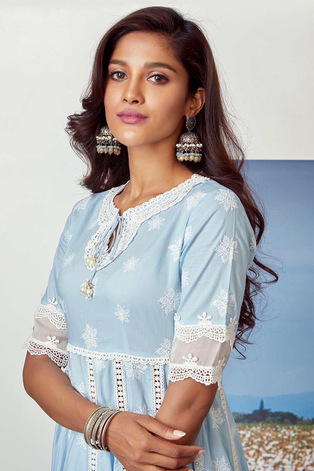 Star Gaze Supima Cotton Light Blue Kurta Set