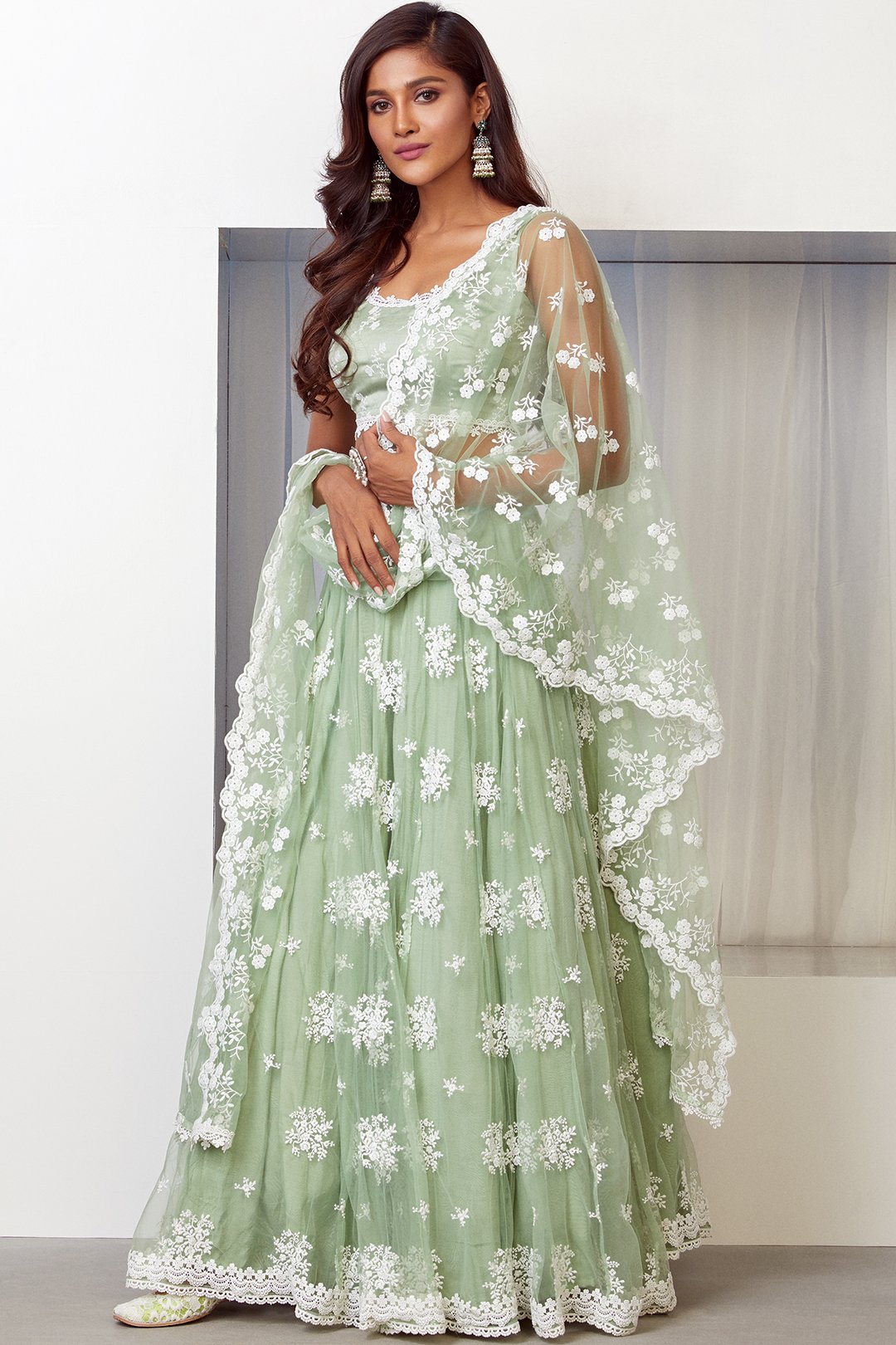 Sunlit Net Lehenga
