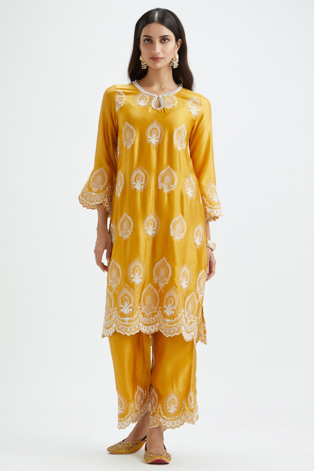 Sydney Cupro Silk Orange Kurta Set