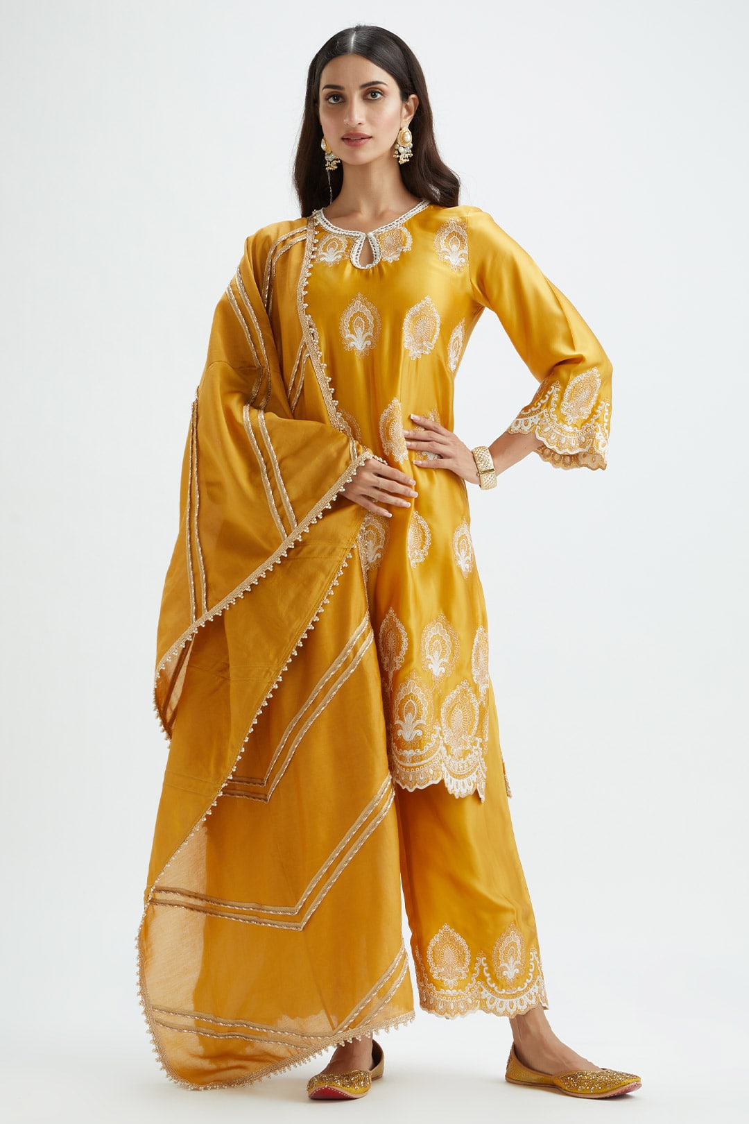 Sydney Cupro Silk Orange Kurta Set