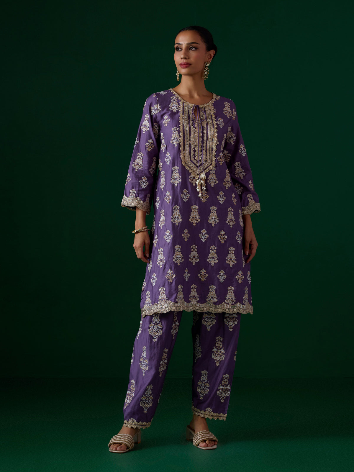 Intira Pima Satin Violet Kurta Set